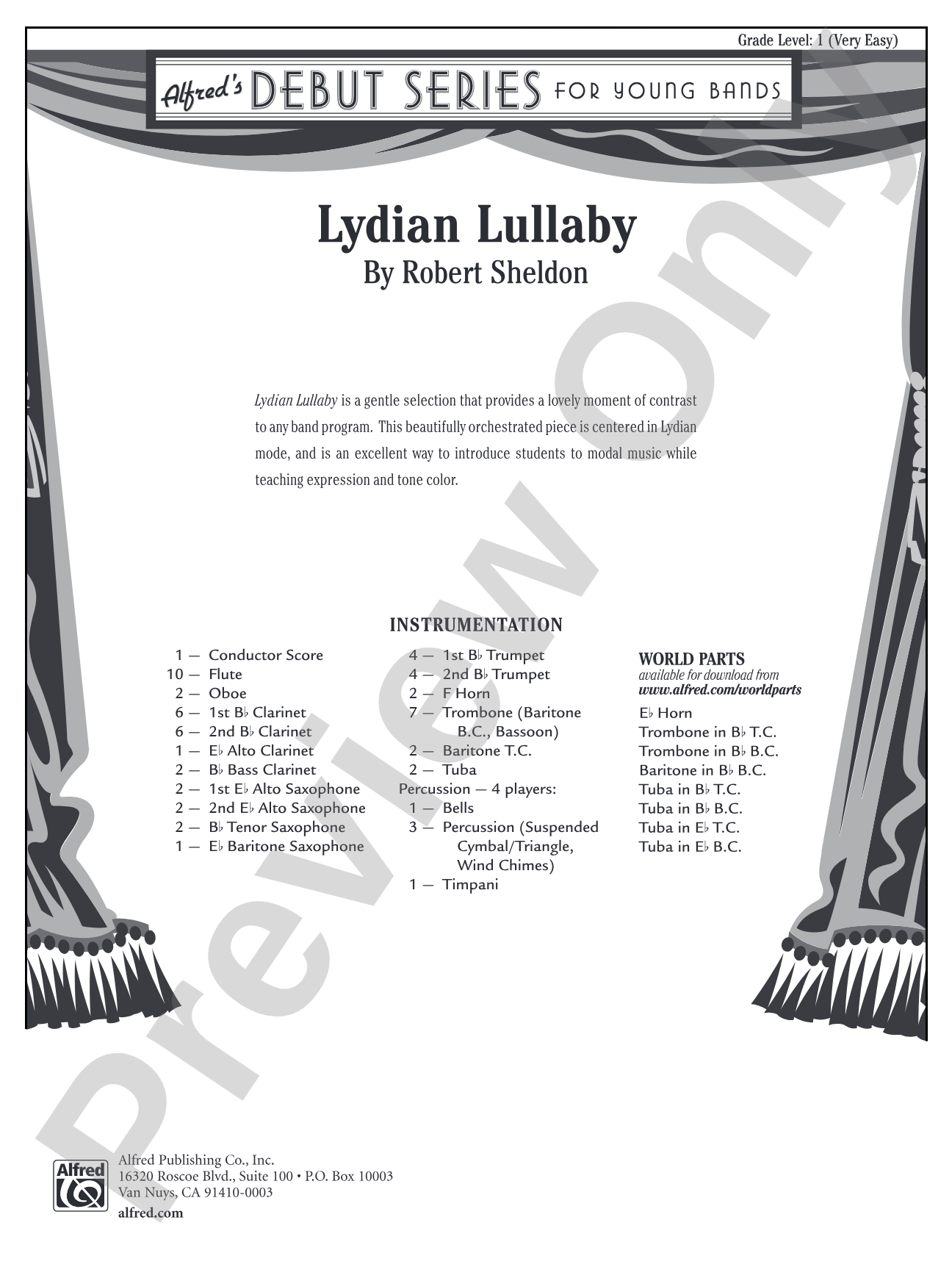 Lydian Lullaby: Concert Band Conductor Score & Parts