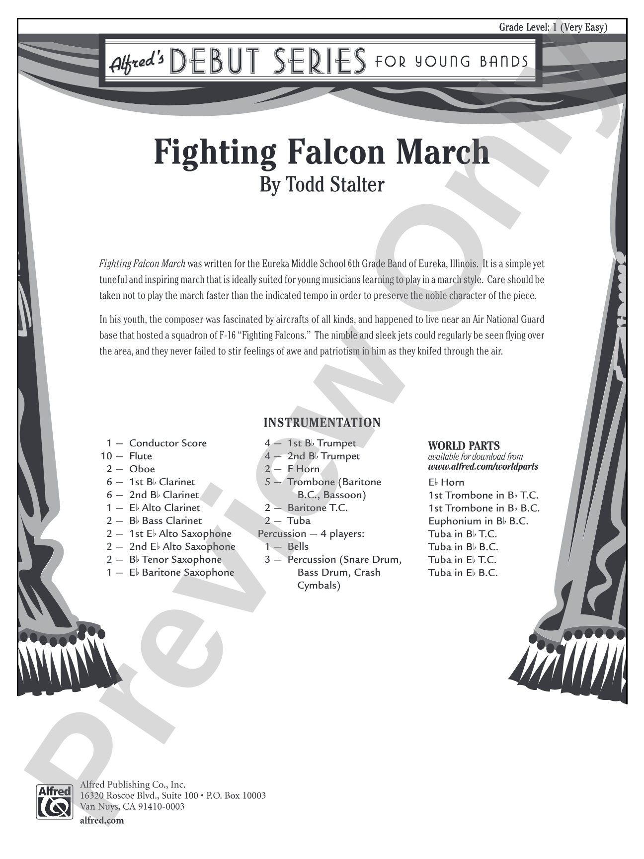 Fighting Falcon March: Concert Band Conductor Score & Parts