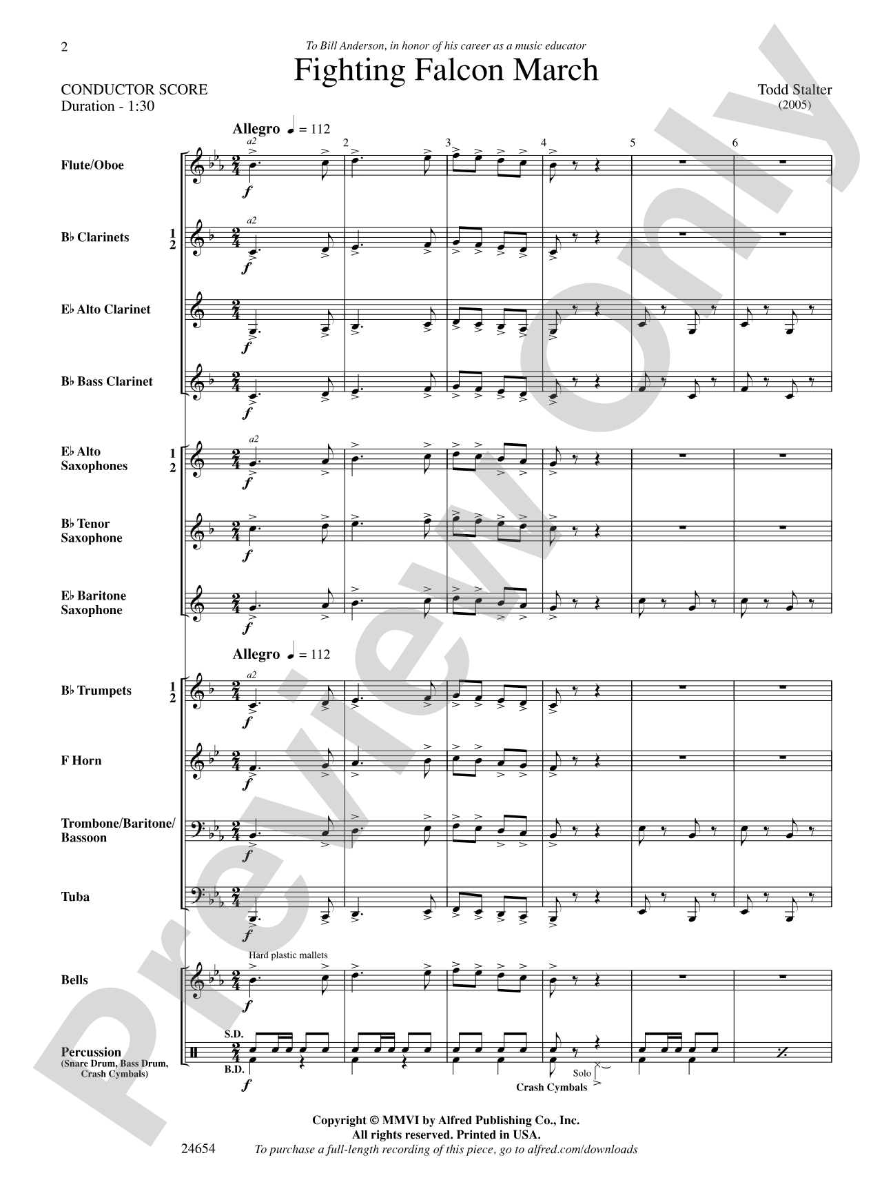 Fighting Falcon March: Concert Band Conductor Score & Parts