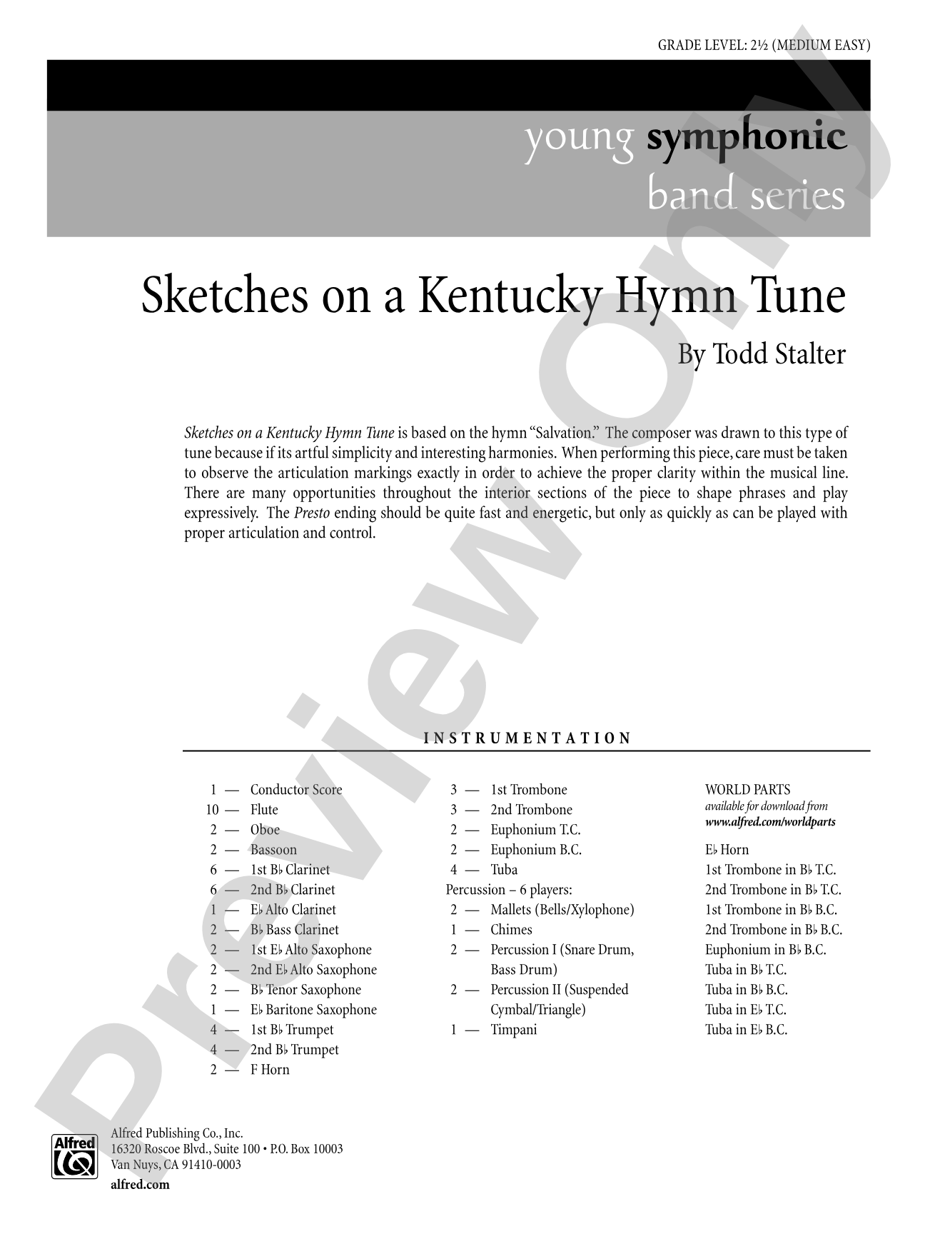 Sketches on a Kentucky Hymn Tune: Concert Band Conductor Score & Parts