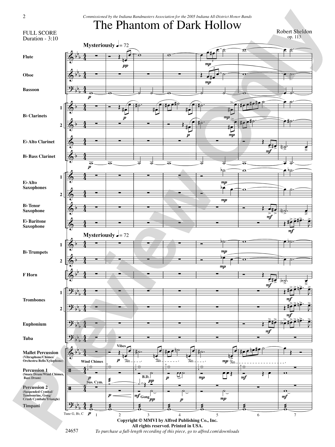 The Phantom of Dark Hollow: Concert Band Conductor Score & Parts