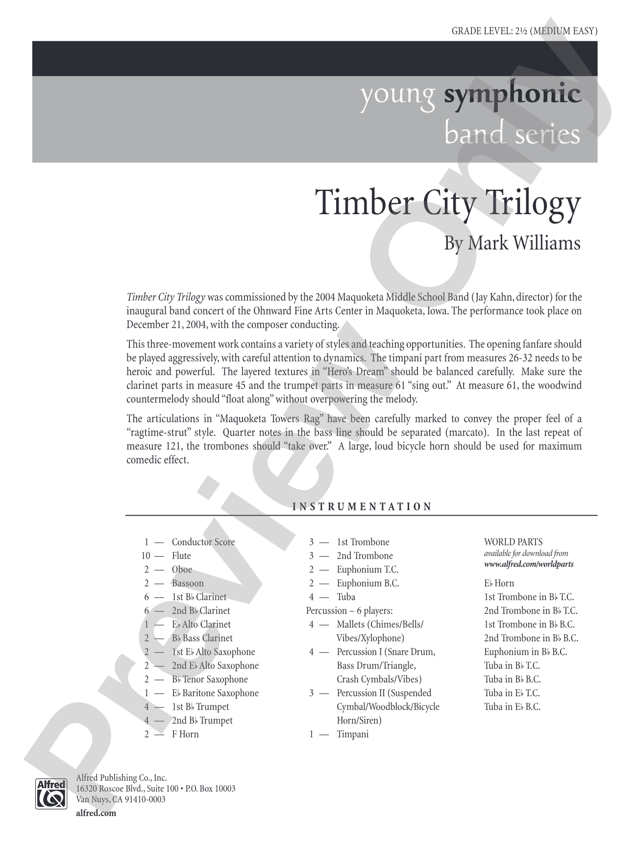 Timber City Trilogy: Concert Band Conductor Score & Parts