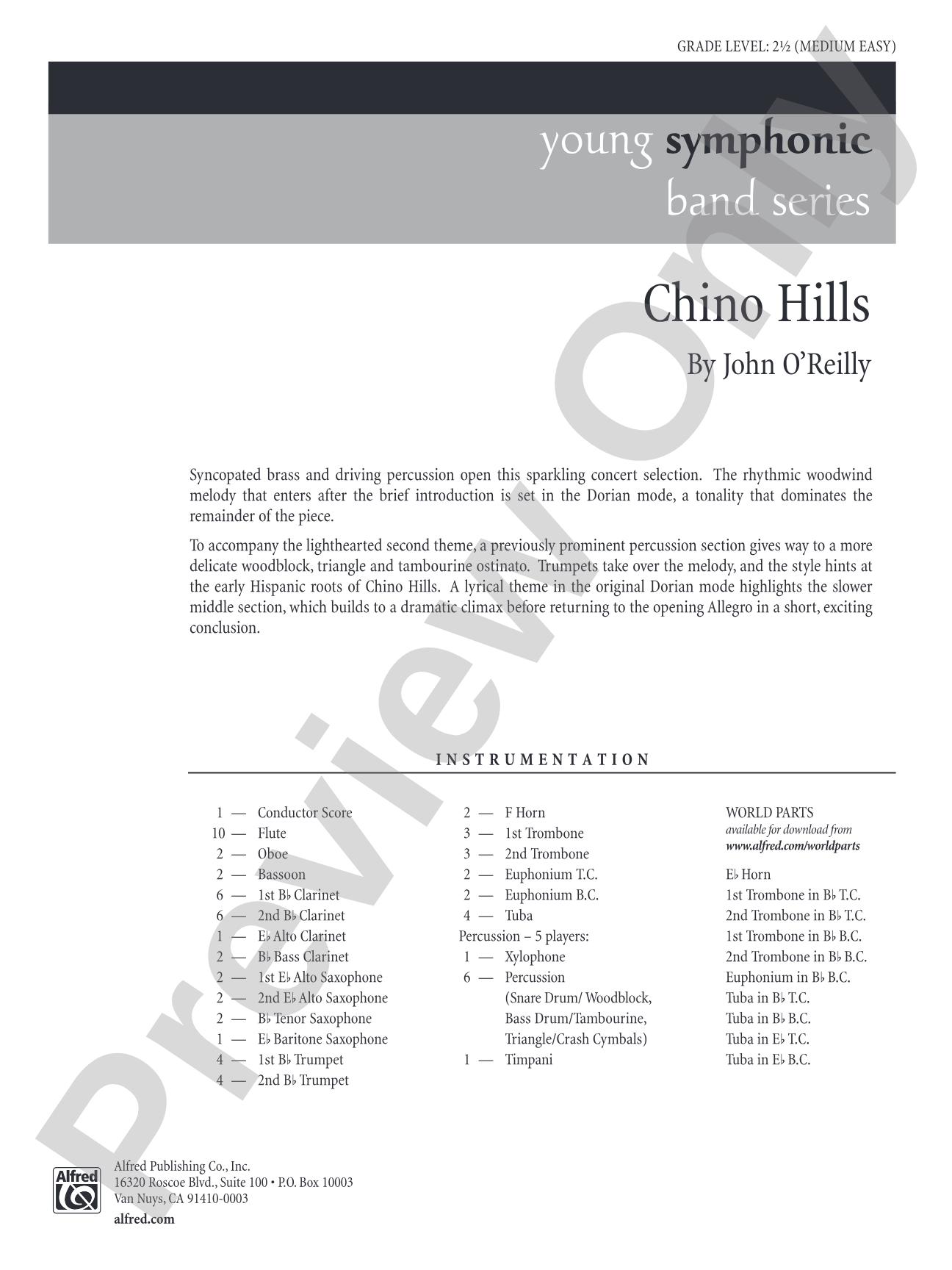 Chino Hills: Concert Band Conductor Score & Parts