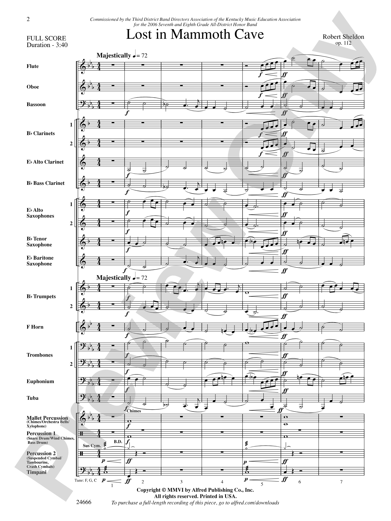 Lost in Mammoth Cave: Concert Band Conductor Score & Parts