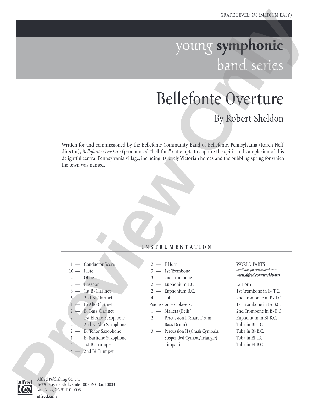 Bellefonte Overture: Concert Band Conductor Score & Parts