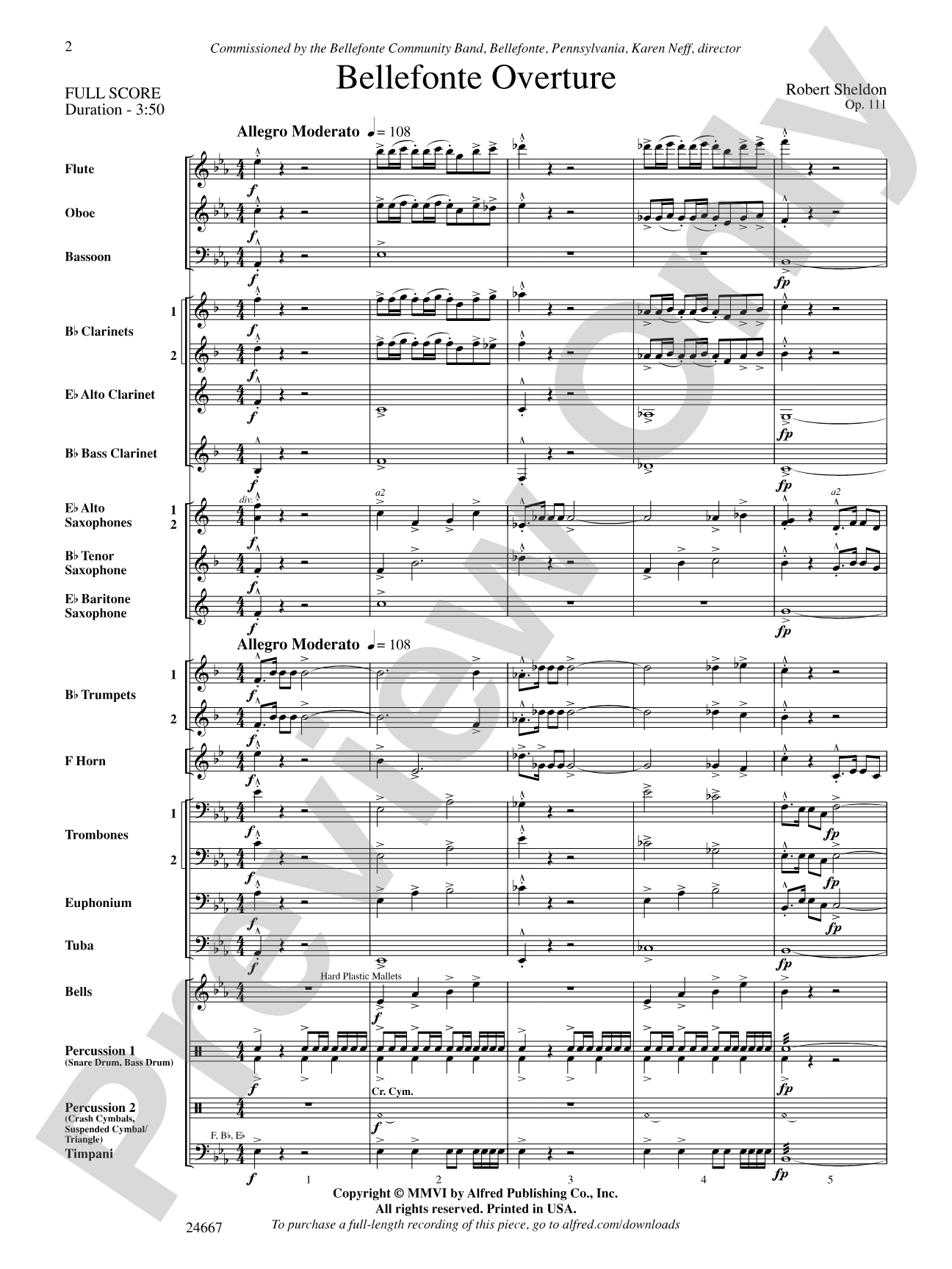 Bellefonte Overture: Concert Band Conductor Score & Parts