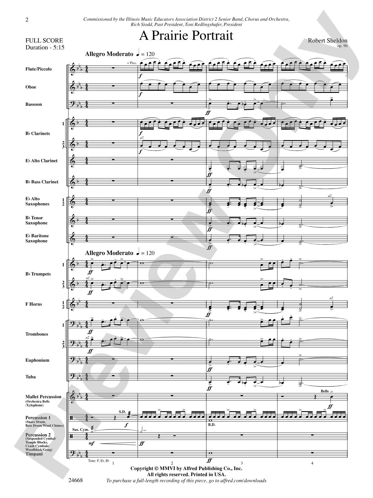 A Prairie Portrait: Concert Band Conductor Score & Parts