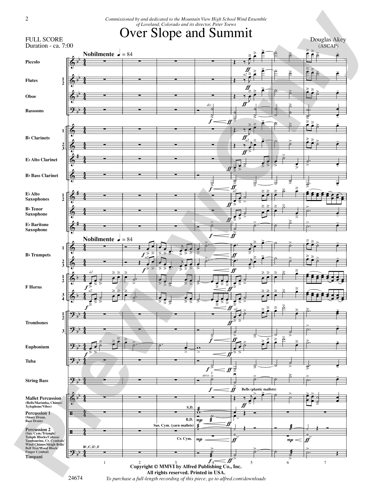 Over Slope and Summit: Concert Band Conductor Score & Parts