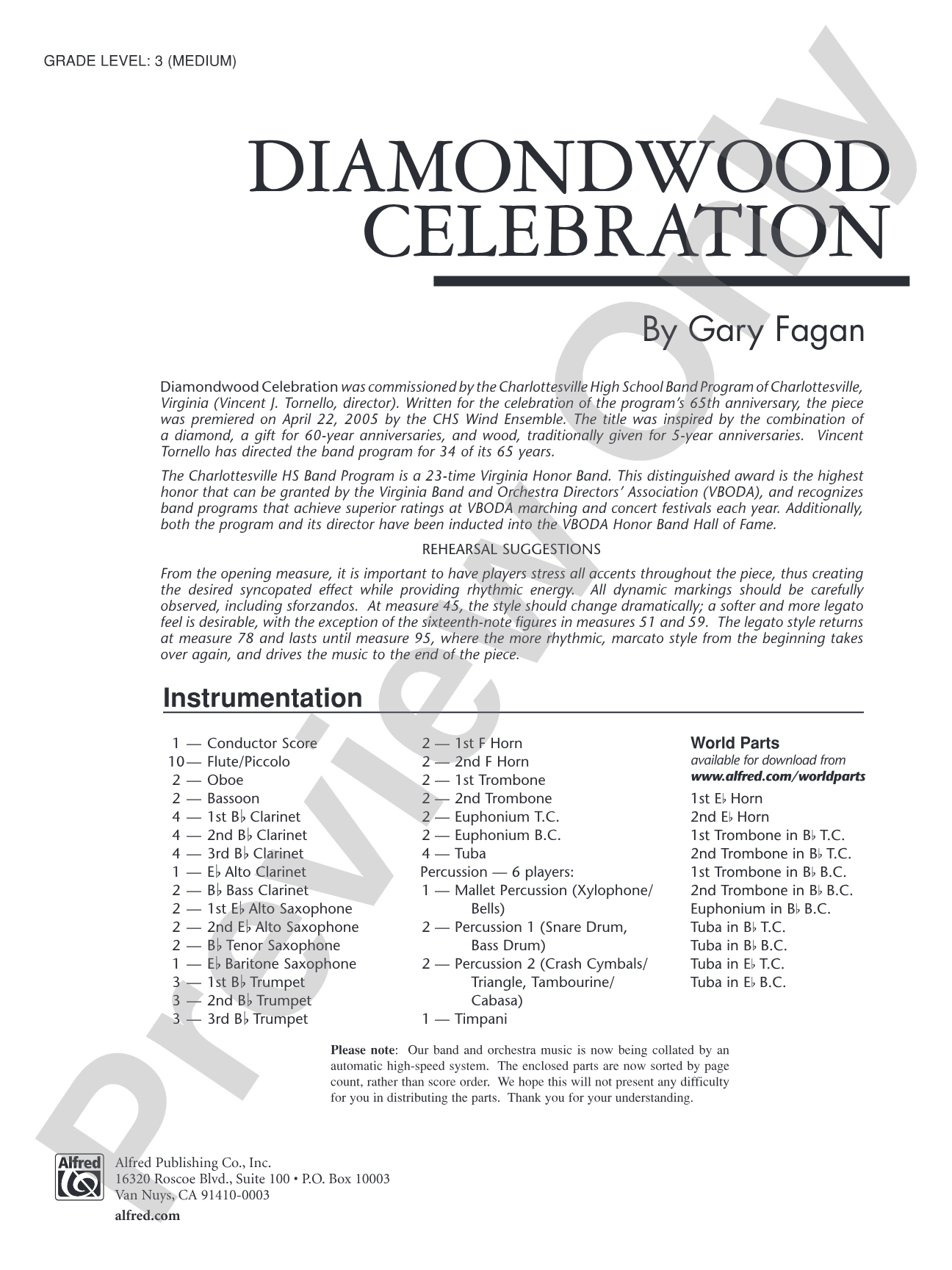 Diamondwood Celebration: Concert Band Conductor Score & Parts