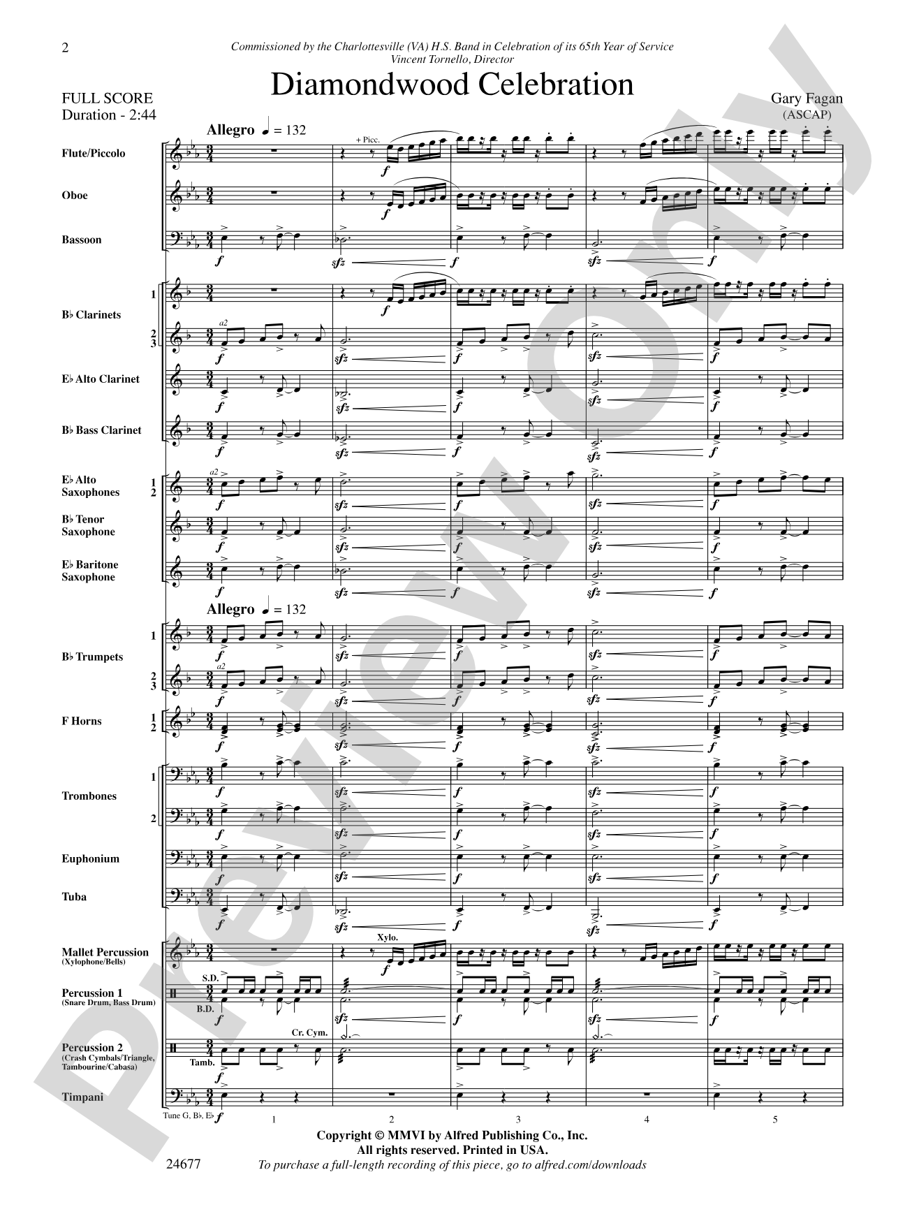 Diamondwood Celebration: Concert Band Conductor Score & Parts