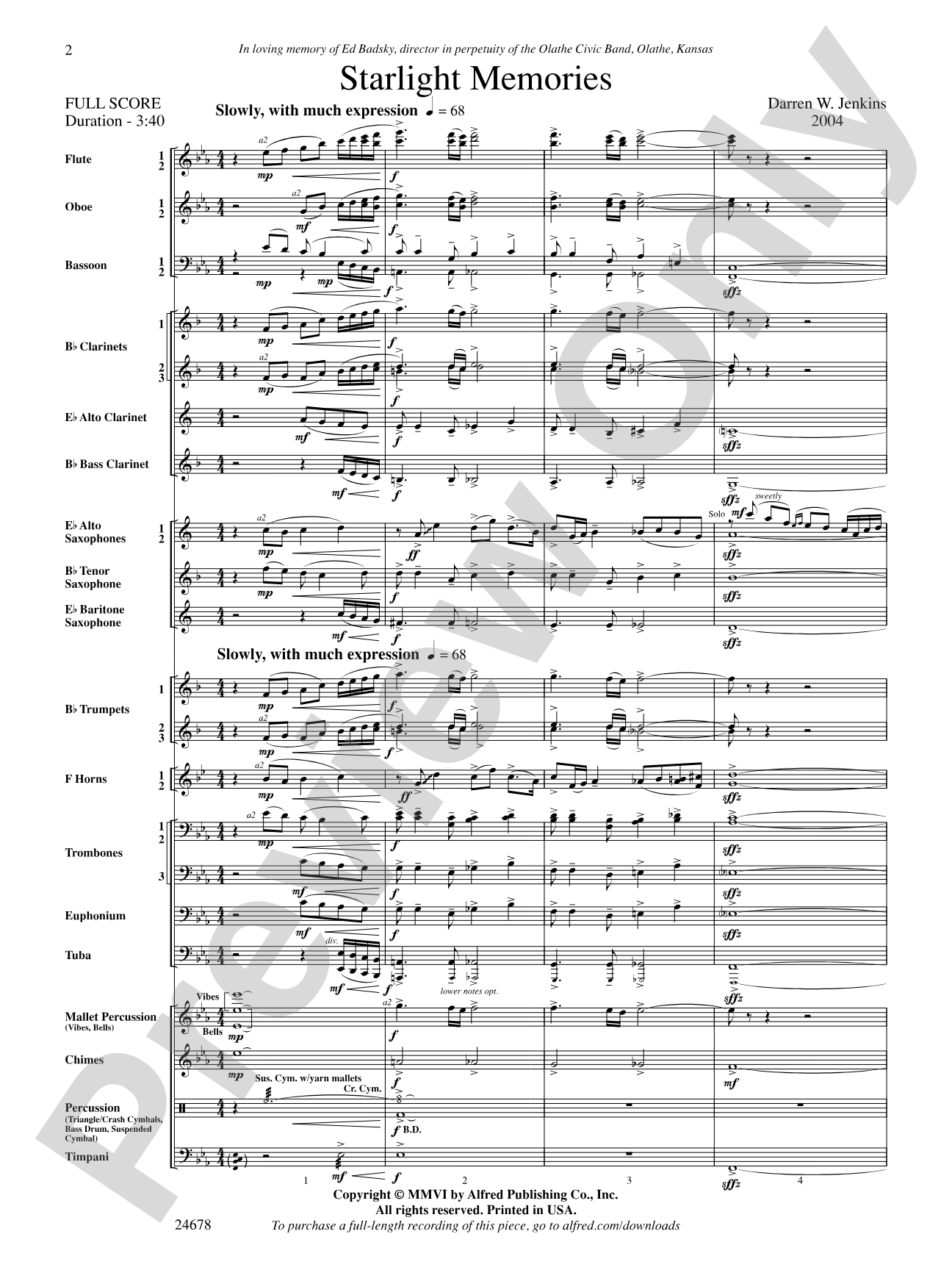 Starlight Memories: Concert Band Conductor Score & Parts