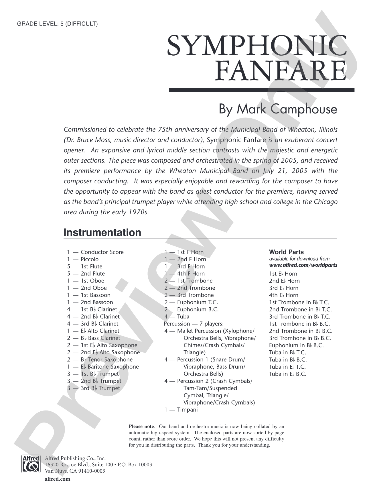Symphonic Fanfare: Concert Band Conductor Score & Parts