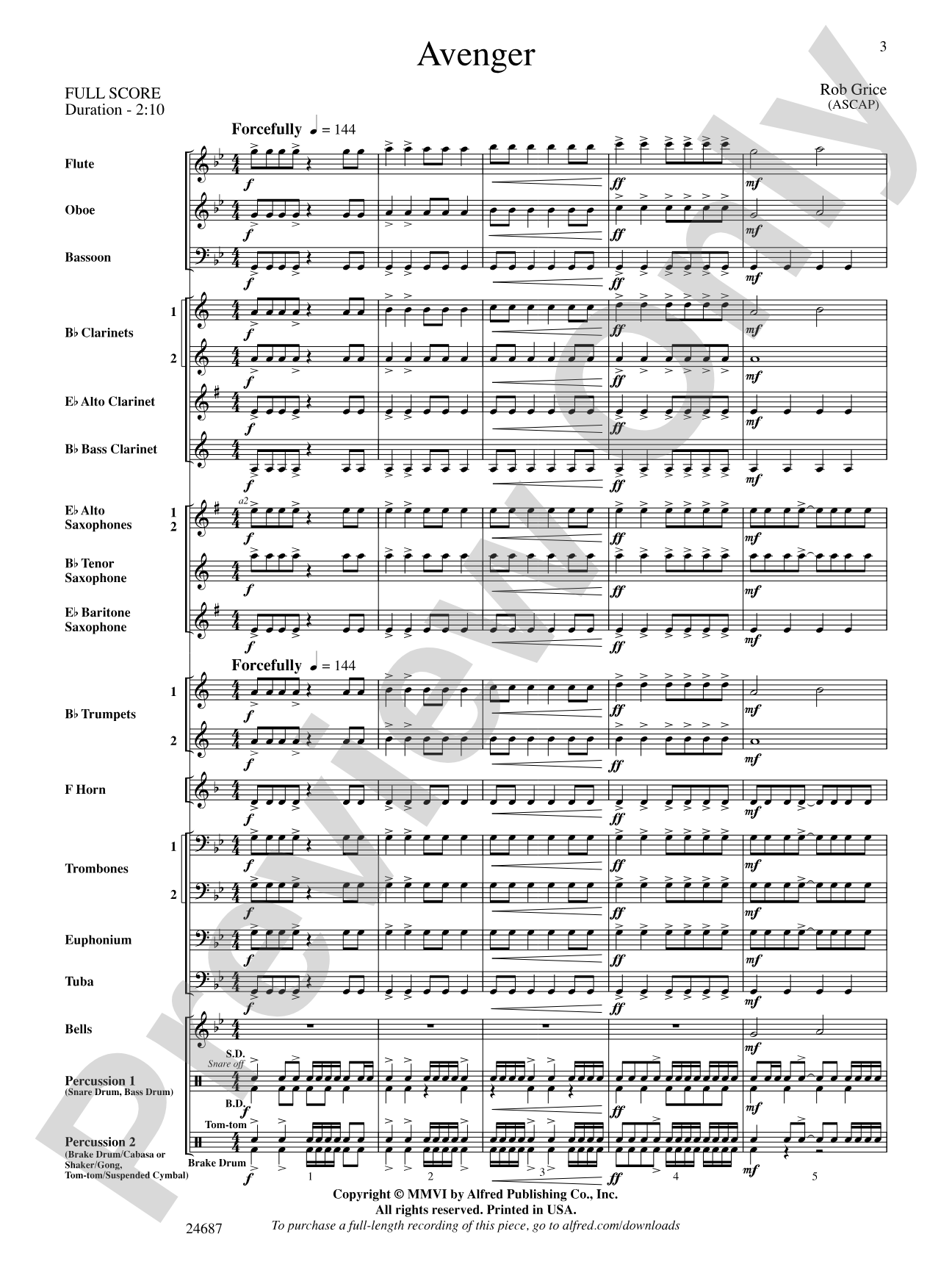 Avenger: Concert Band Conductor Score & Parts