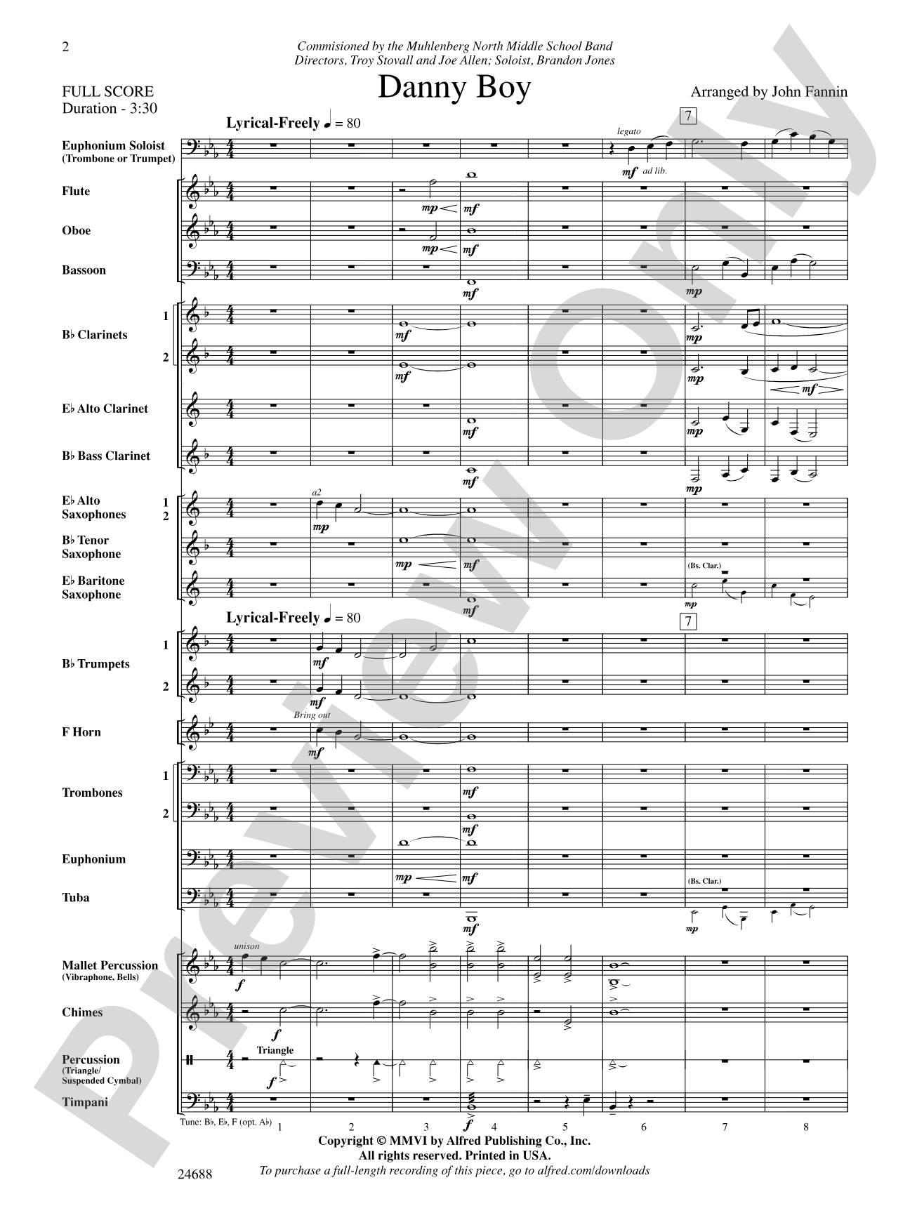 Danny Boy: Concert Band Conductor Score & Parts