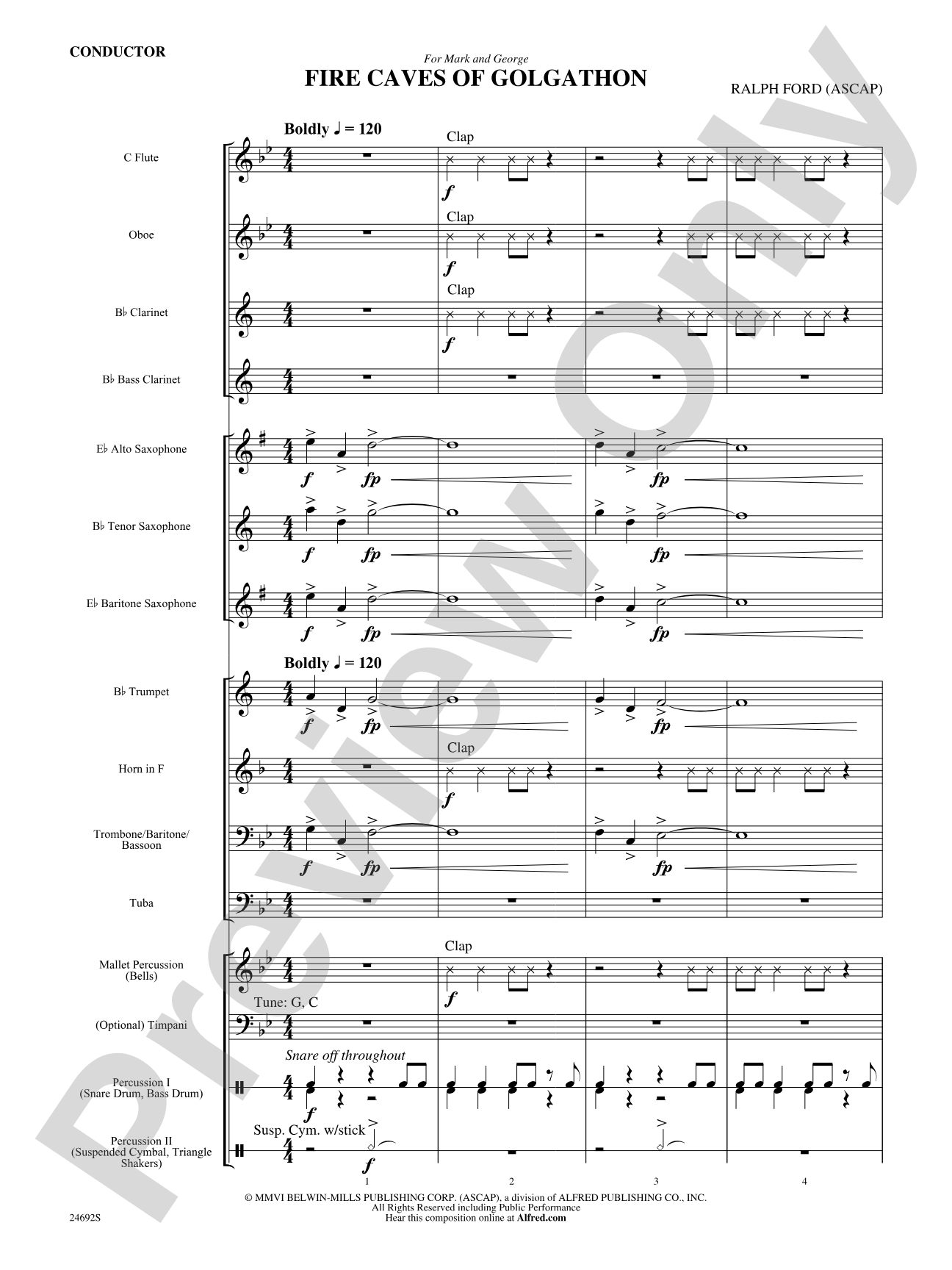 Fire Caves of Golgathon: Concert Band Conductor Score & Parts