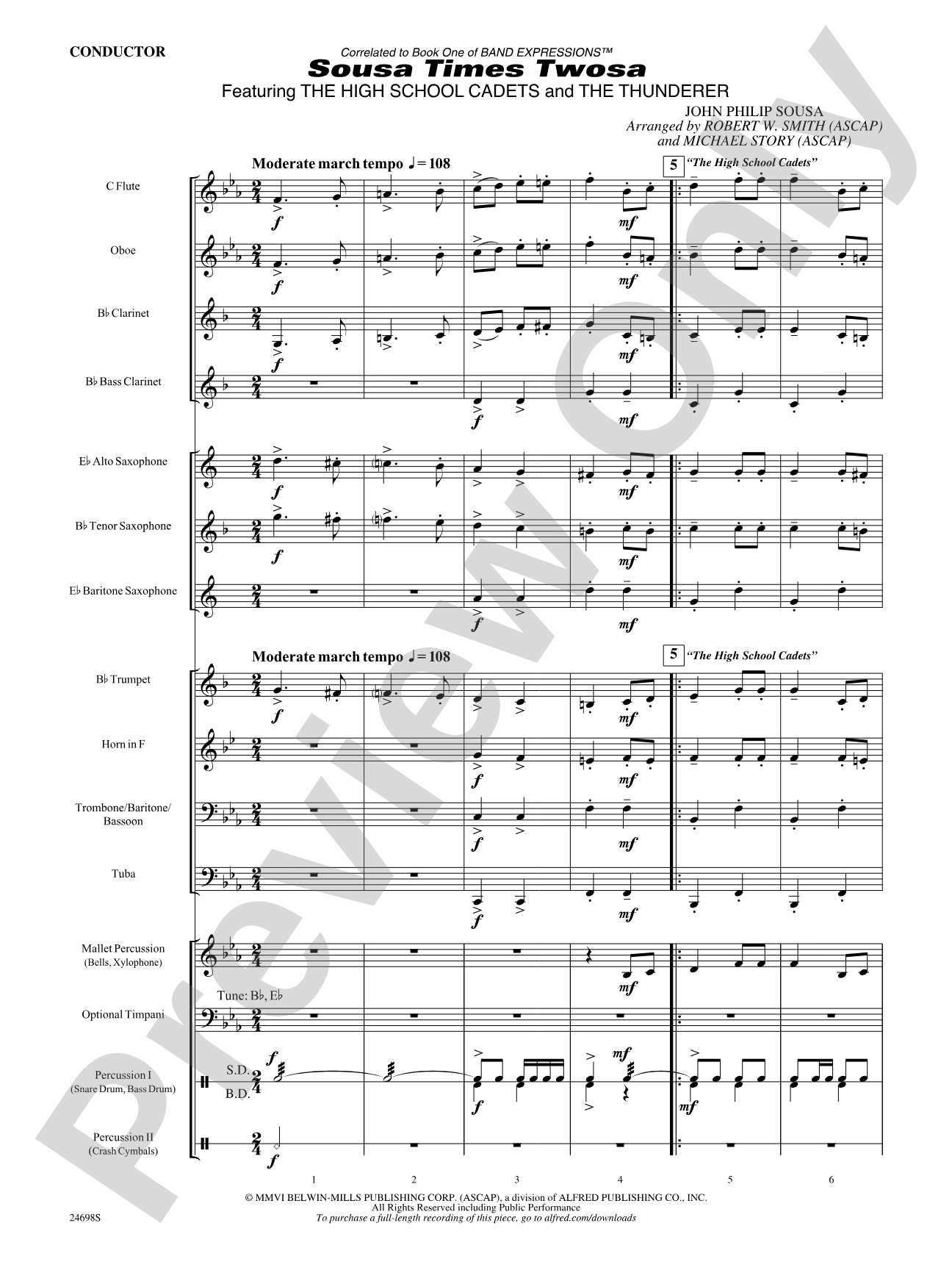 Sousa Times Twosa: Concert Band Conductor Score & Parts