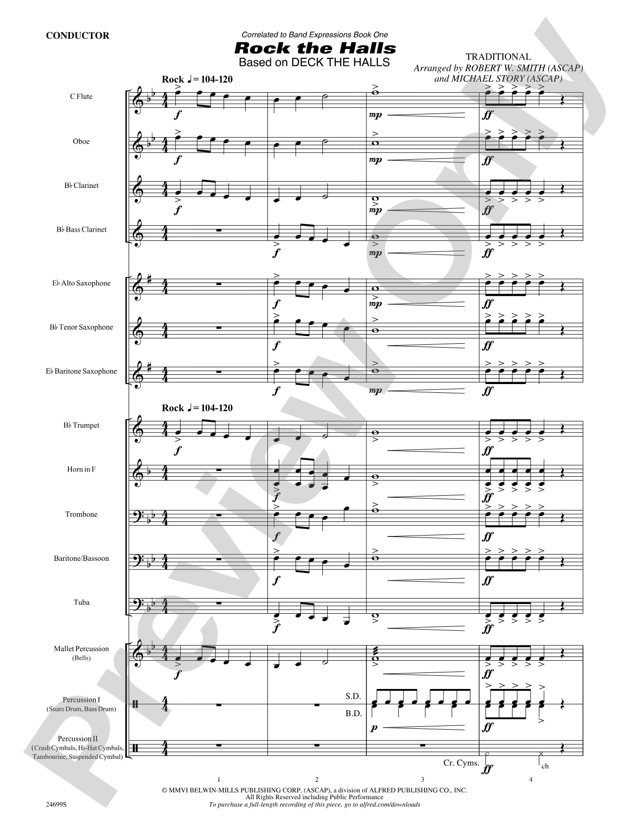Rock the Halls (Based on "Deck the Halls"): Concert Band Conductor Score & Parts