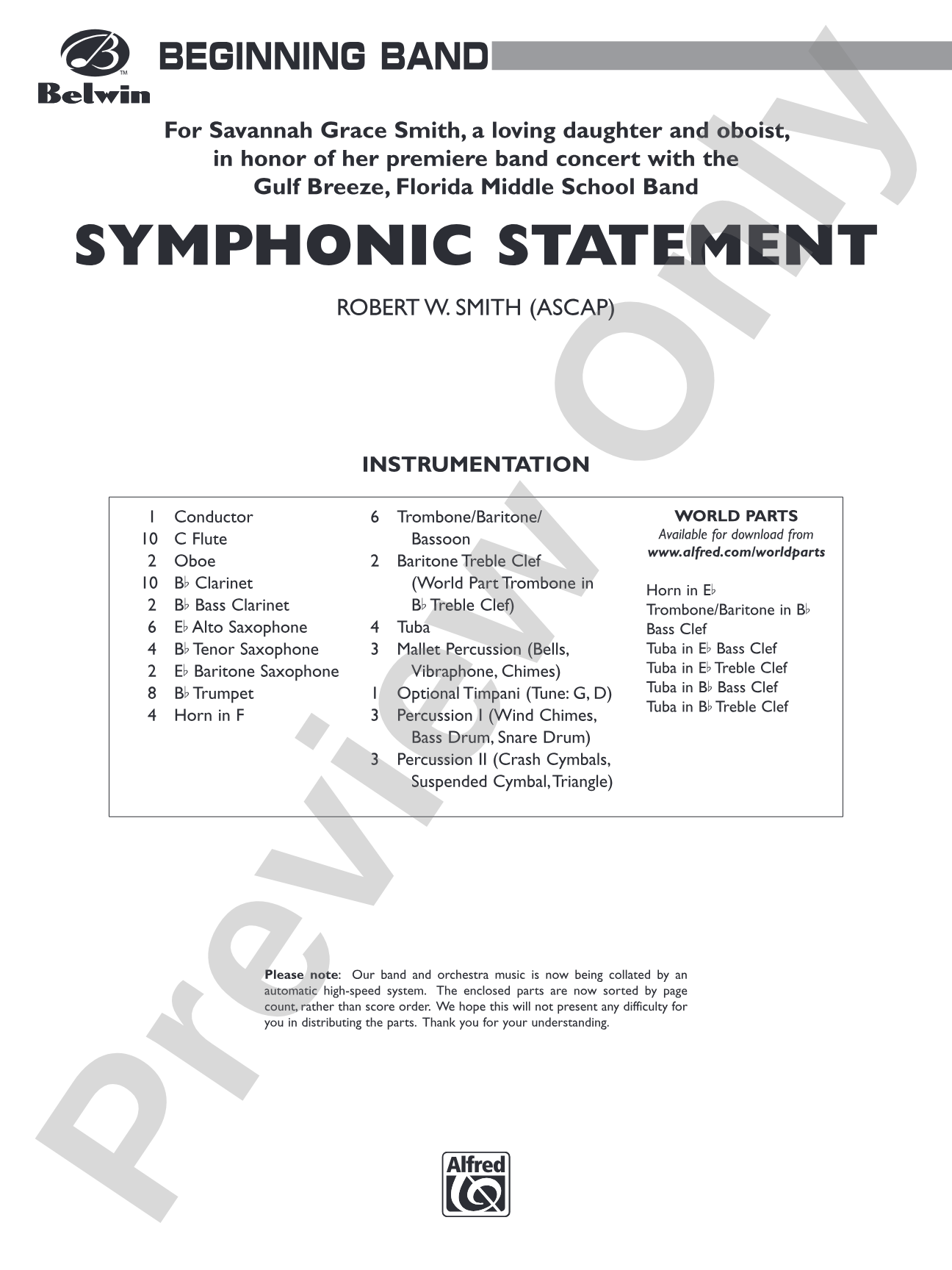 Symphonic Statement: Concert Band Conductor Score & Parts