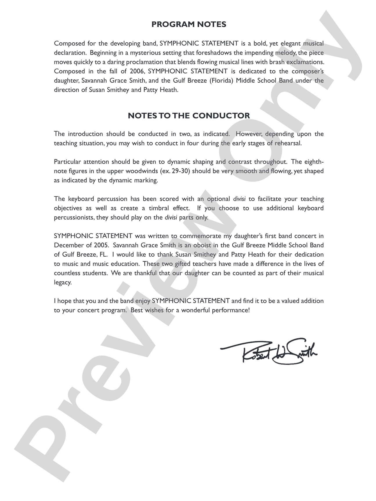 Symphonic Statement: Concert Band Conductor Score & Parts