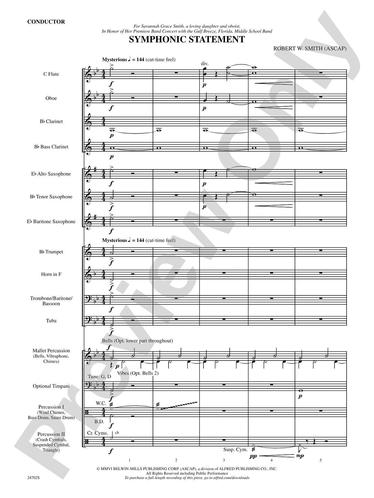 Symphonic Statement: Concert Band Conductor Score & Parts