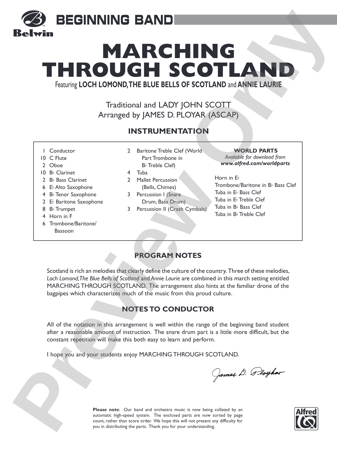 Marching Through Scotland: Concert Band Conductor Score & Parts