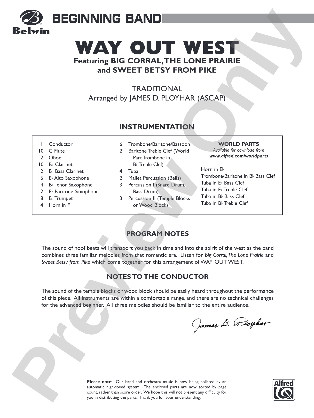 Way Out West: Concert Band Conductor Score & Parts