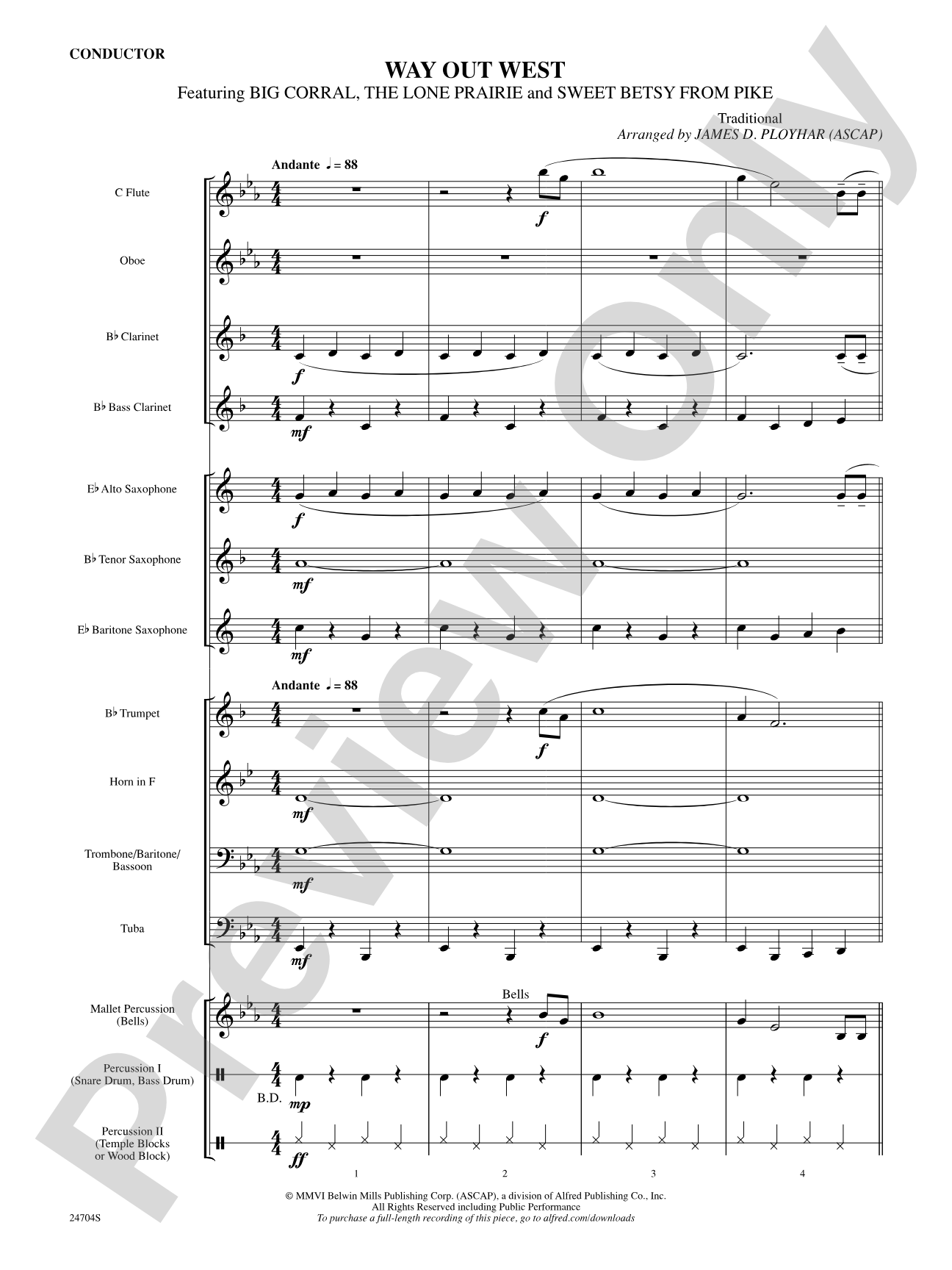 Way Out West: Concert Band Conductor Score & Parts