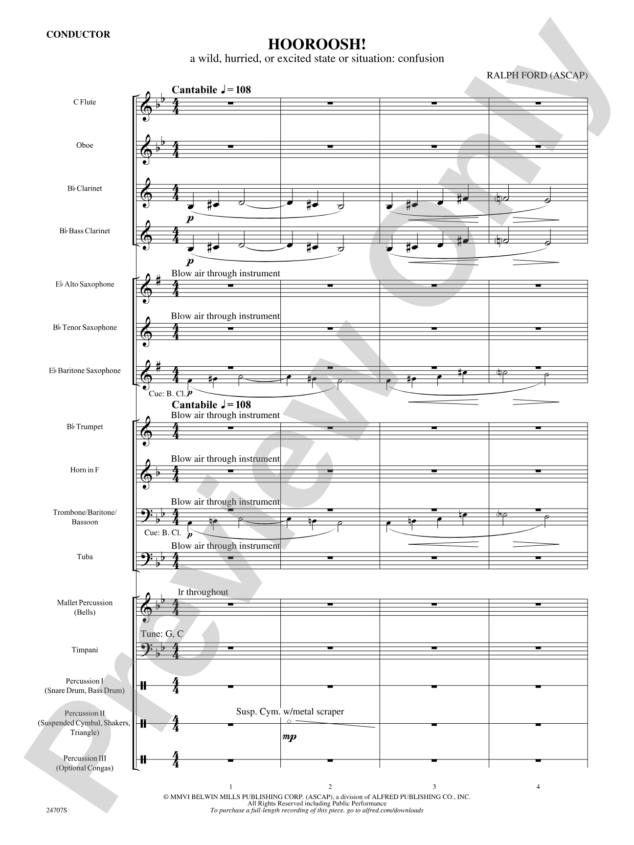 Hooroosh!: Concert Band Conductor Score & Parts