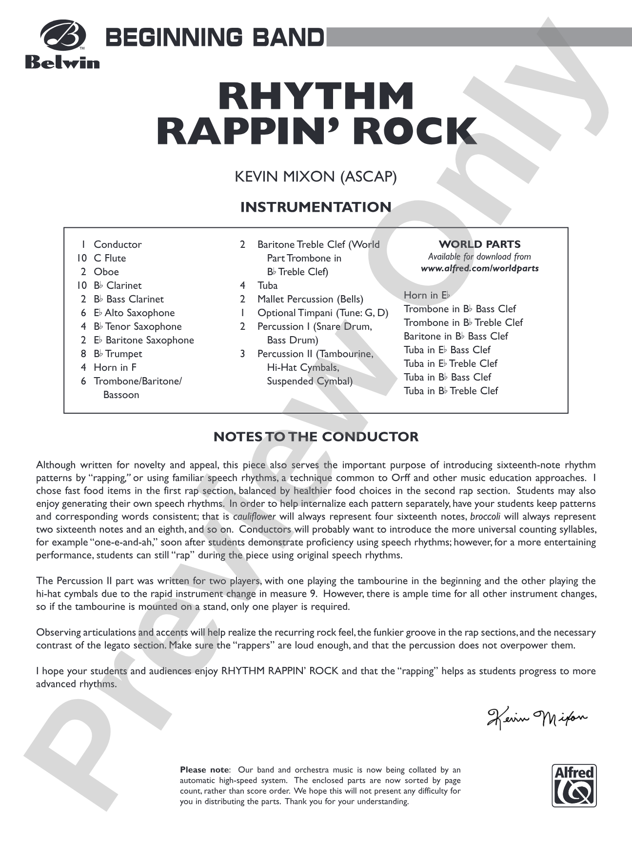 Rhythm Rappin' Rock: Concert Band Conductor Score & Parts