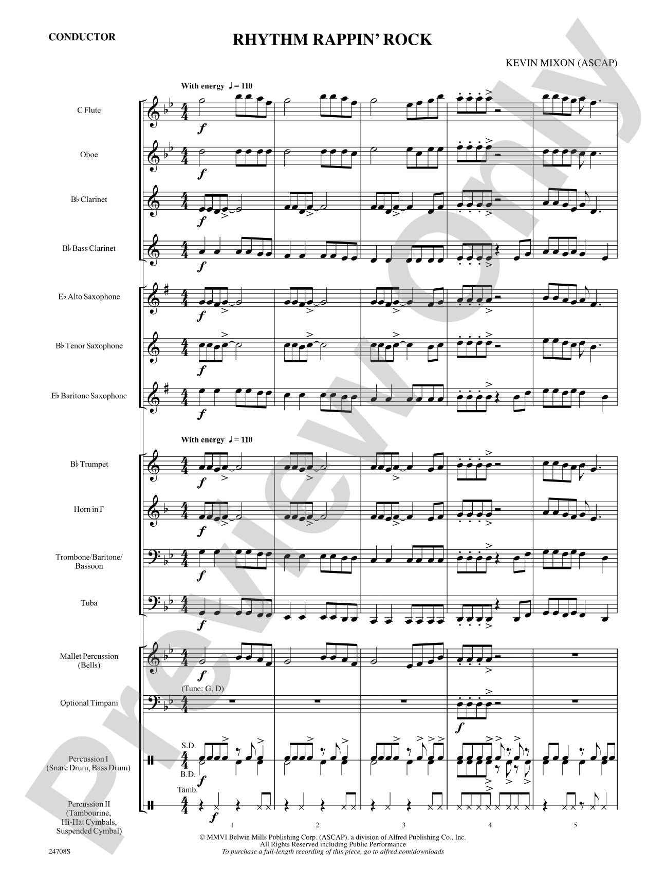 Rhythm Rappin' Rock: Concert Band Conductor Score & Parts
