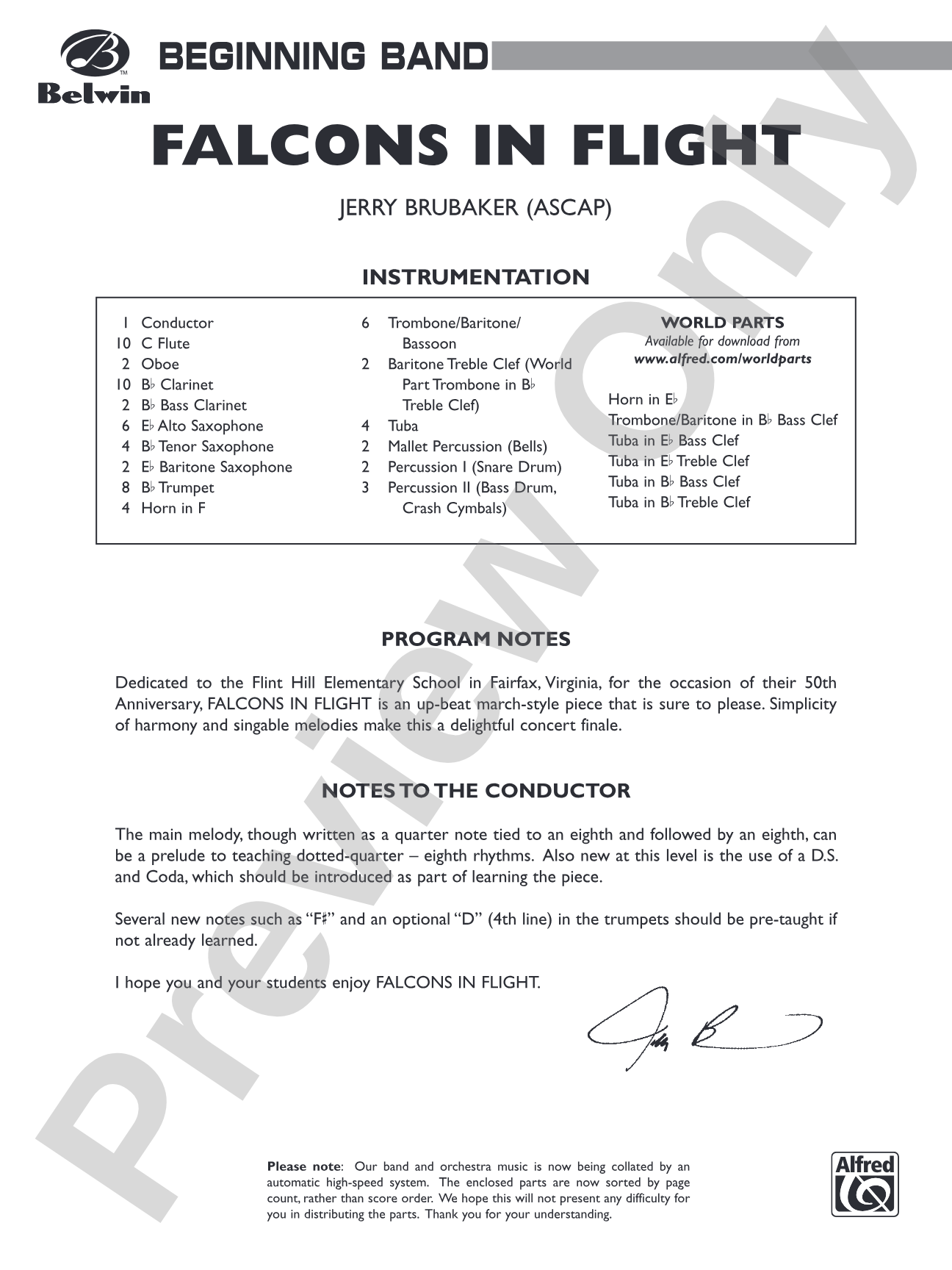 Falcons in Flight: Concert Band Conductor Score & Parts