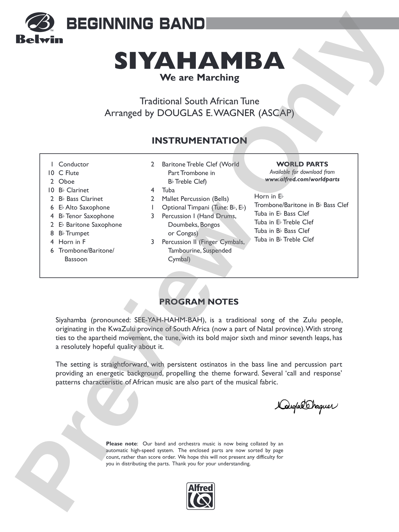 Siyahamba (We Are Marching): Concert Band Conductor Score & Parts