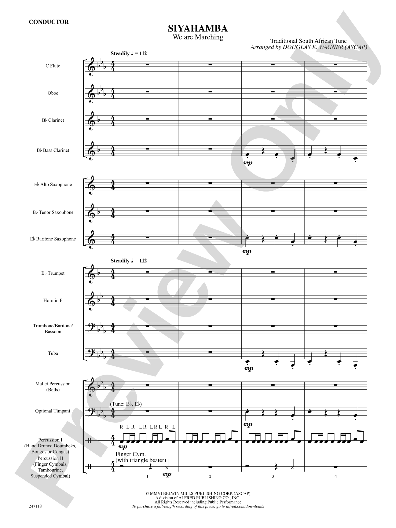 Siyahamba (We Are Marching): Concert Band Conductor Score & Parts