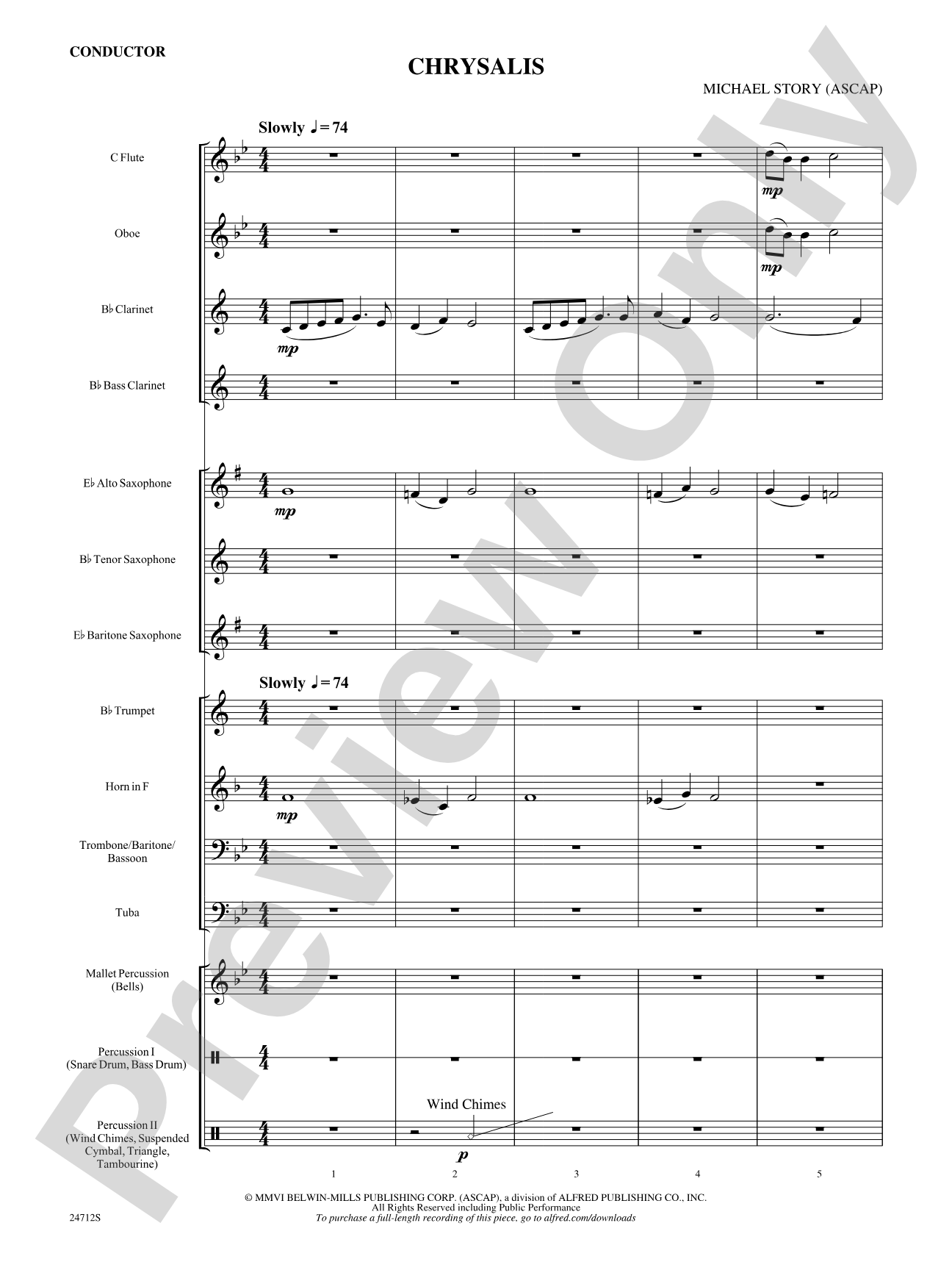 Chrysalis: Concert Band Conductor Score & Parts
