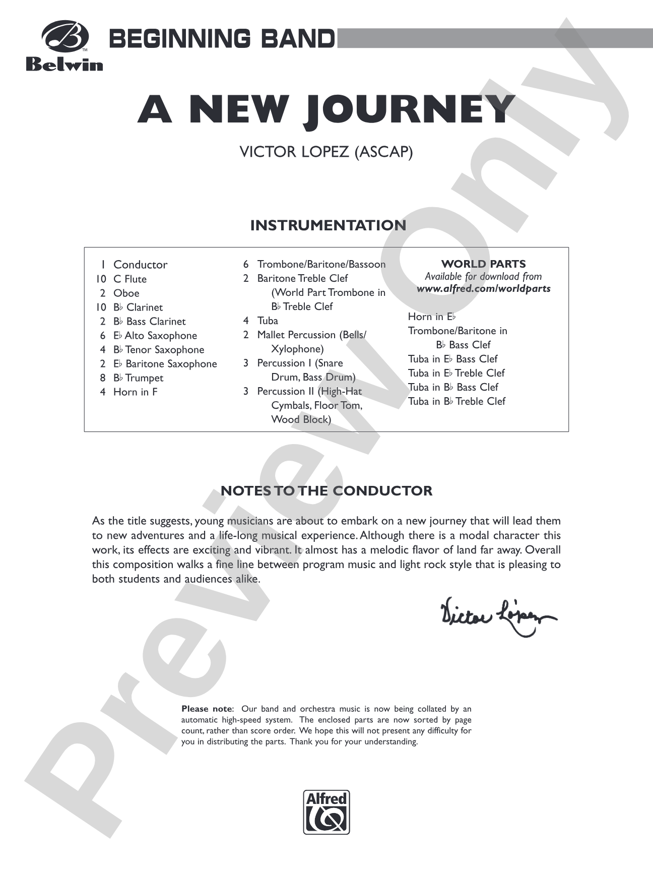 A New Journey: Concert Band Conductor Score & Parts