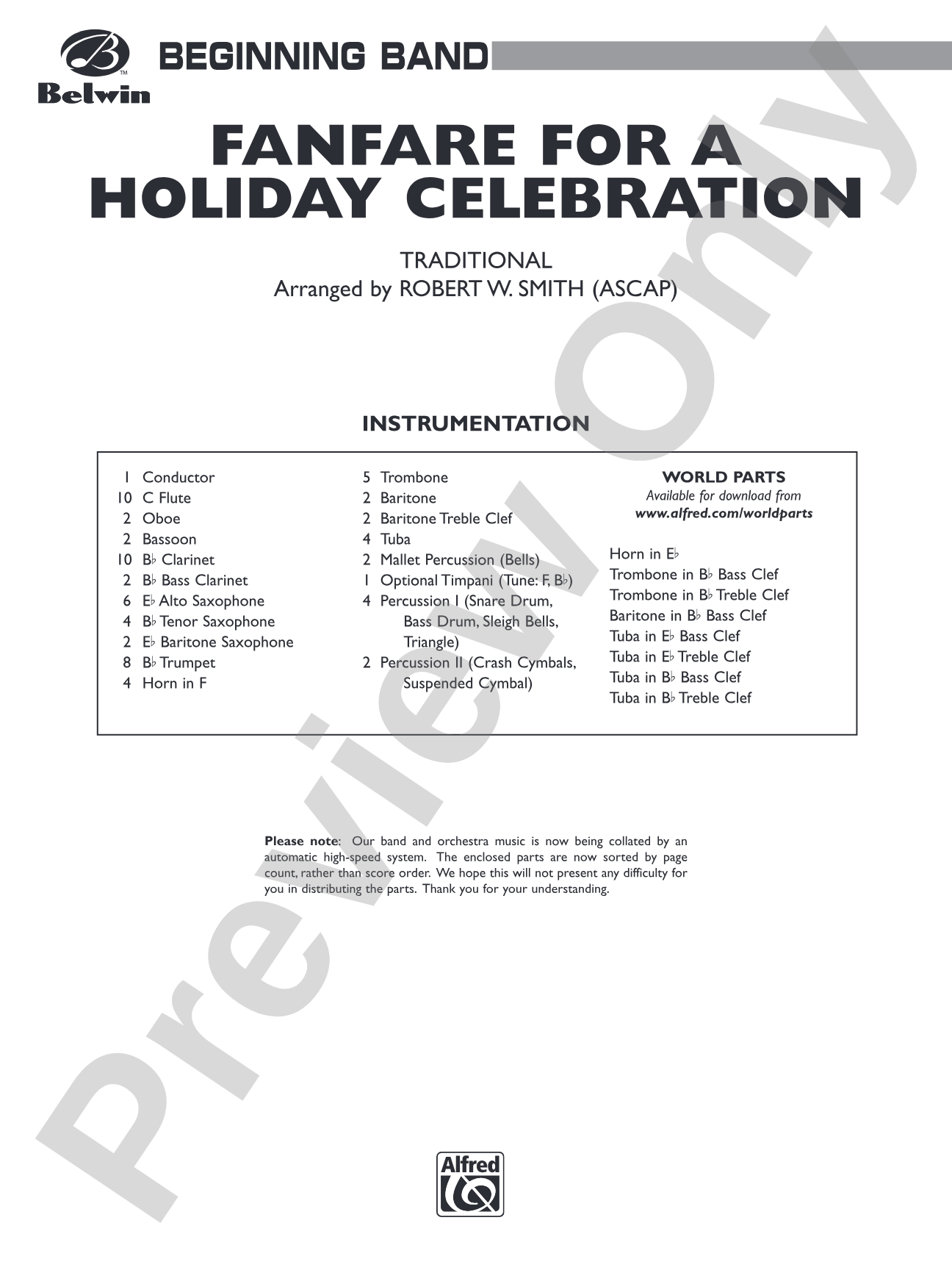Fanfare for a Holiday Celebration: Concert Band Conductor Score & Parts