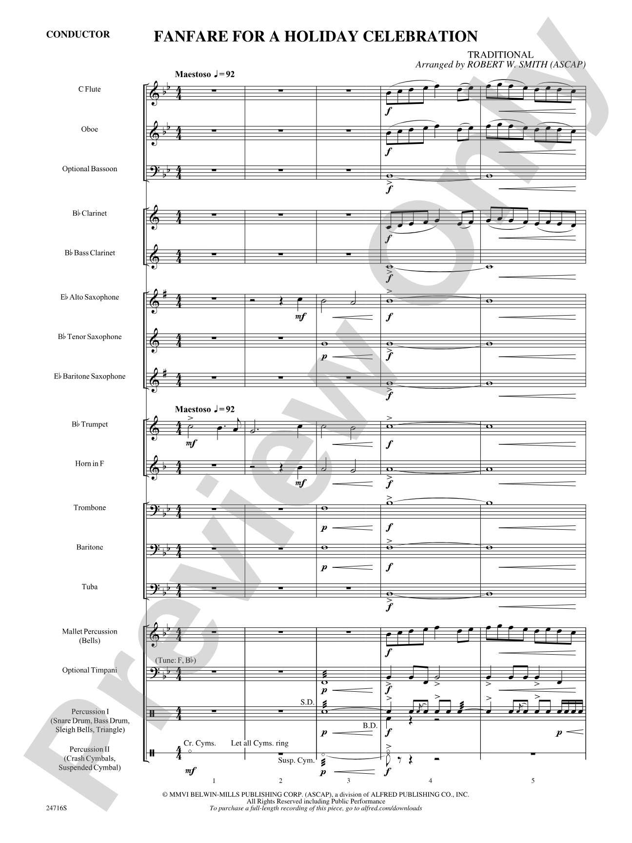 Fanfare for a Holiday Celebration: Concert Band Conductor Score & Parts