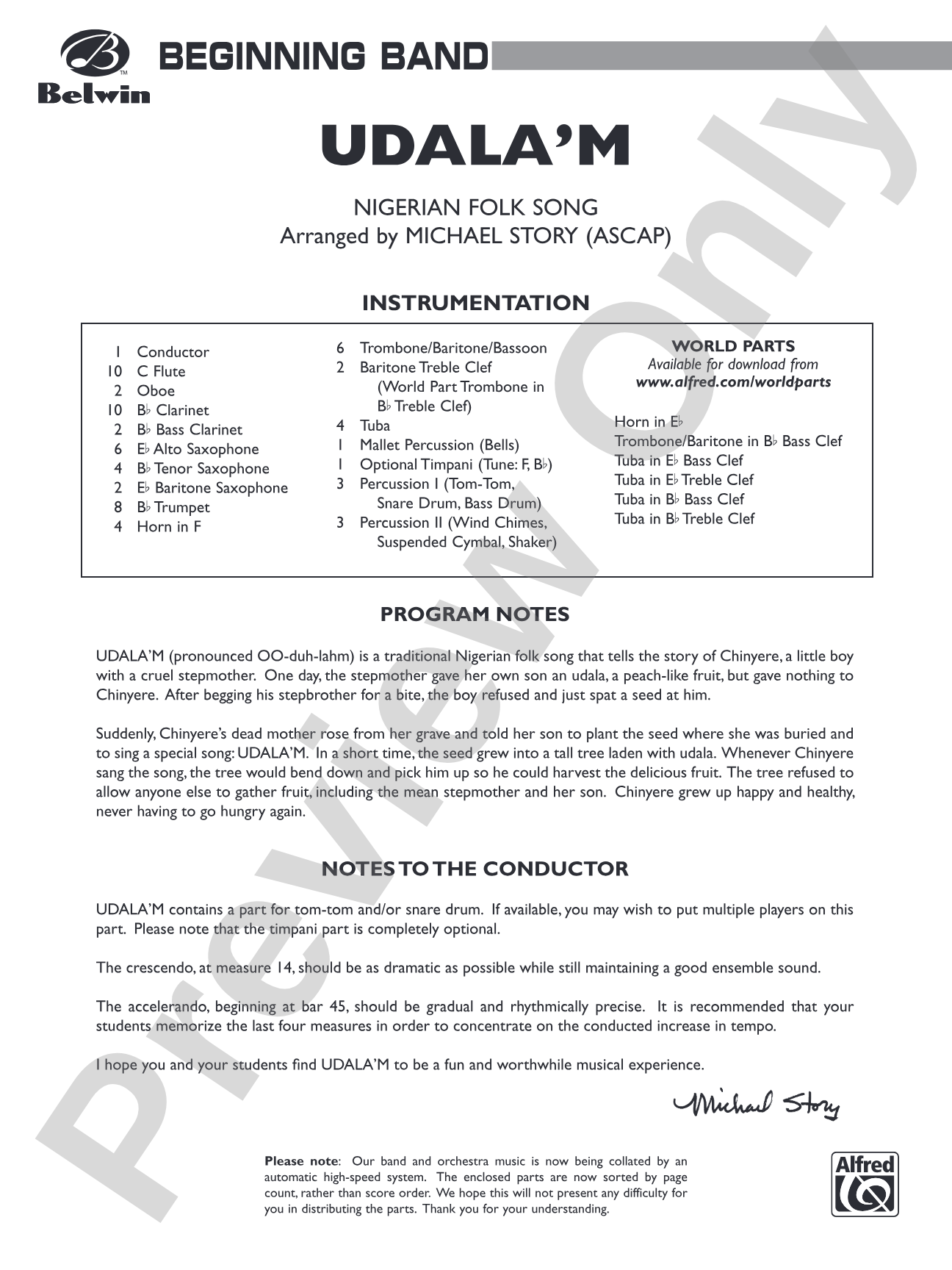 Udala'm: Concert Band Conductor Score & Parts