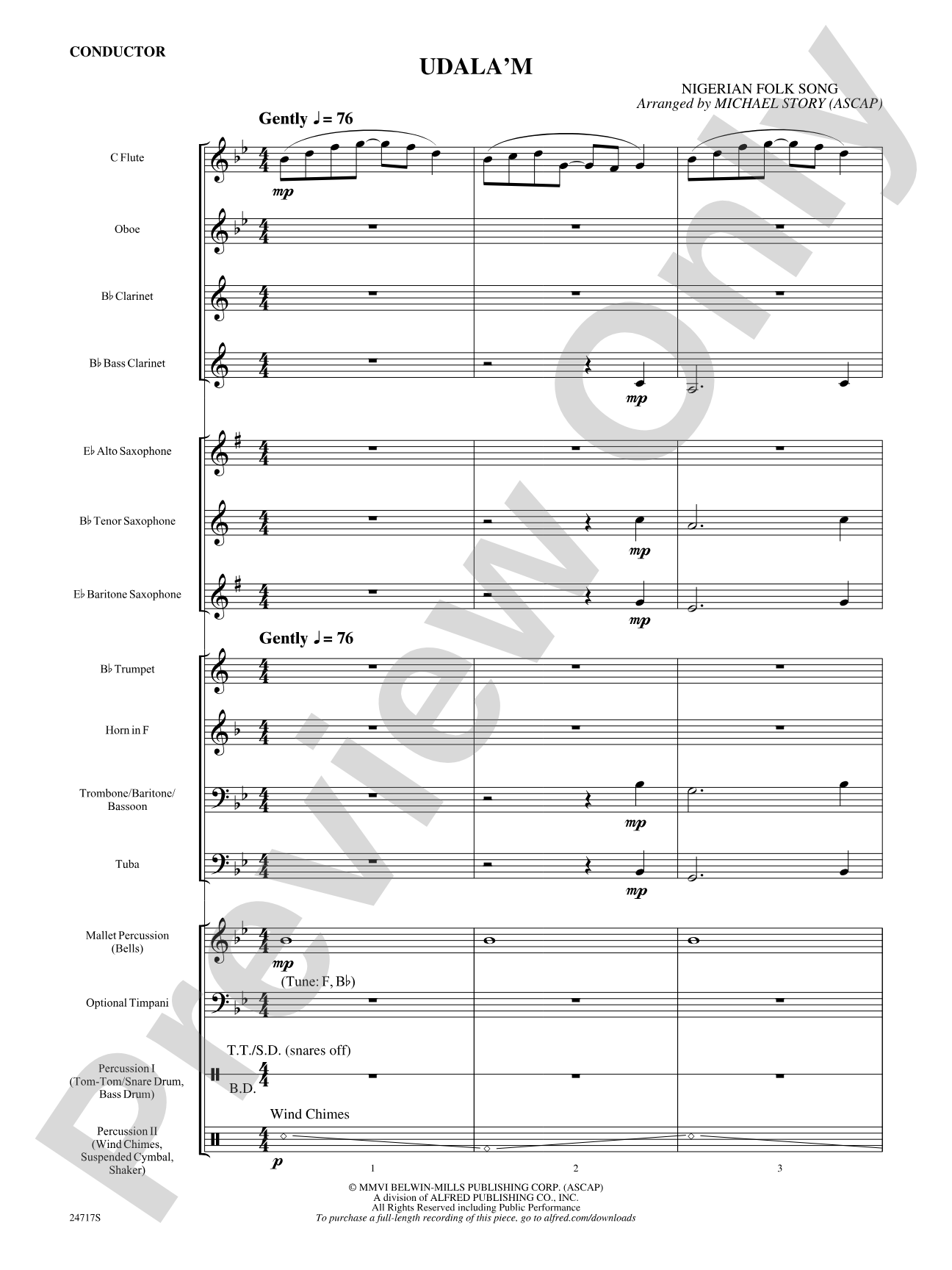Udala'm: Concert Band Conductor Score & Parts