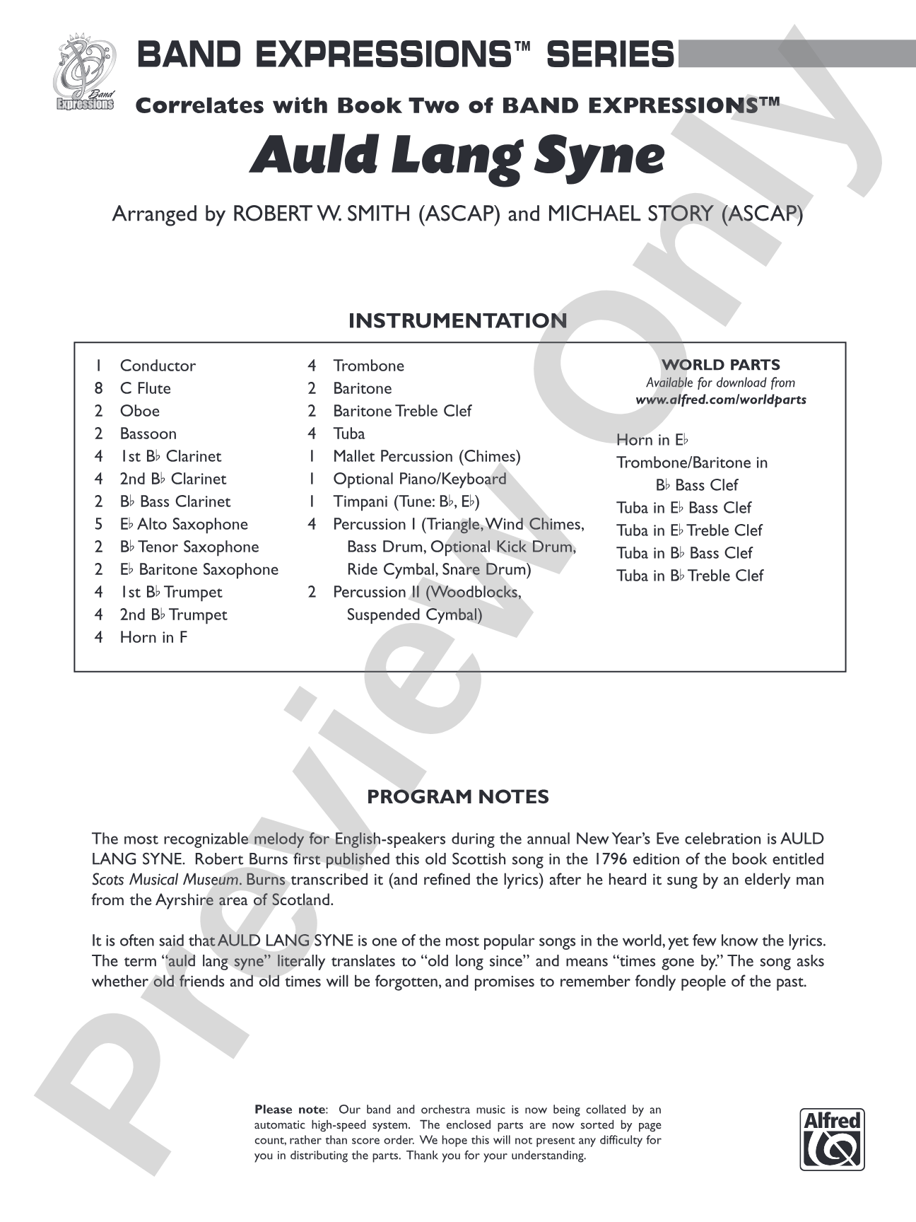 Auld Lang Syne (A Holiday Farewell for Band): Concert Band Conductor Score & Parts