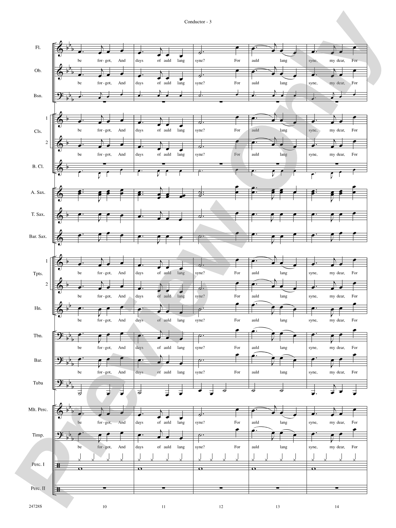 Auld Lang Syne (A Holiday Farewell for Band): Concert Band Conductor Score & Parts