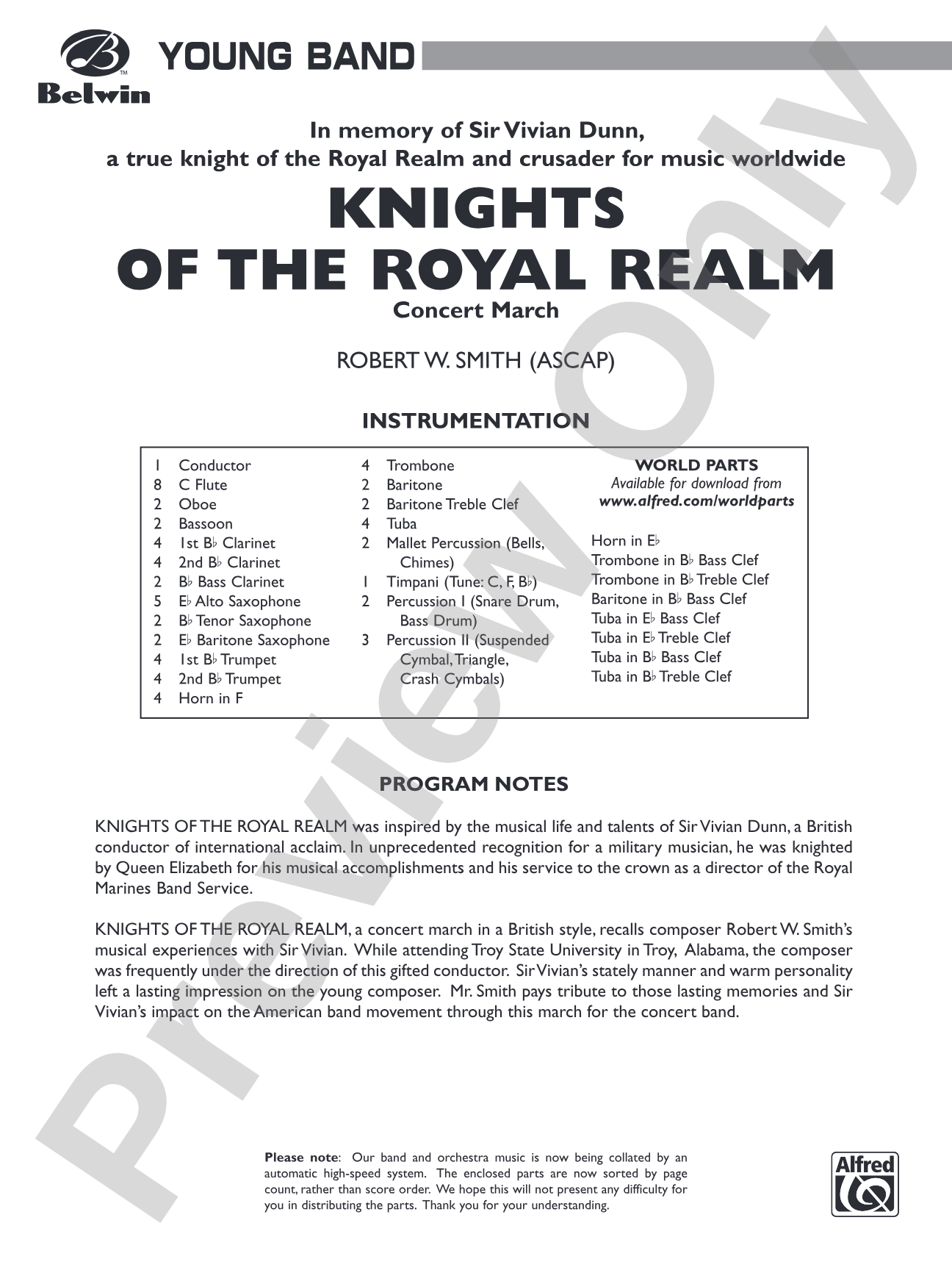 Knights of the Royal Realm (Concert March): Concert Band Conductor Score & Parts