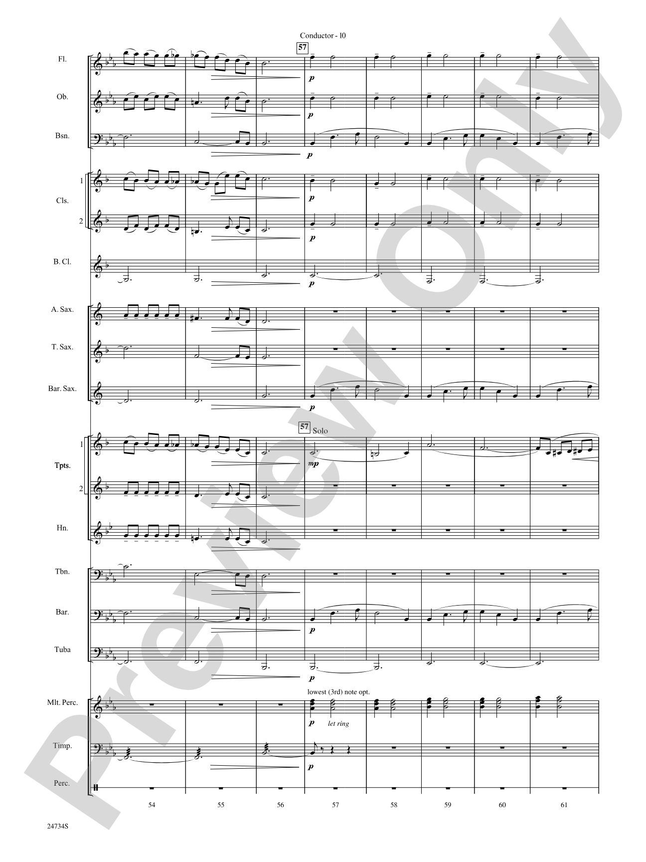 Nocturne (Opus 9, No. 2): Concert Band Conductor Score & Parts