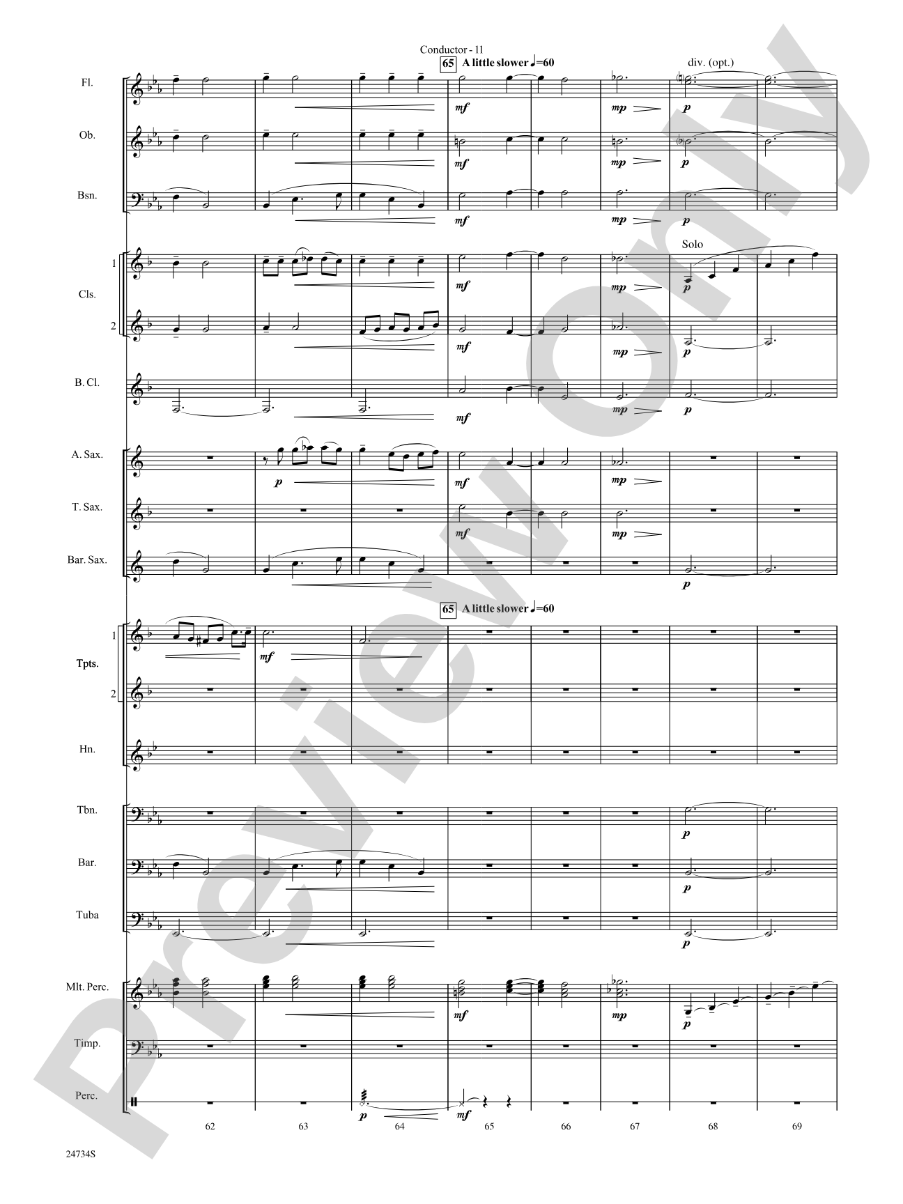 Nocturne (Opus 9, No. 2): Concert Band Conductor Score & Parts