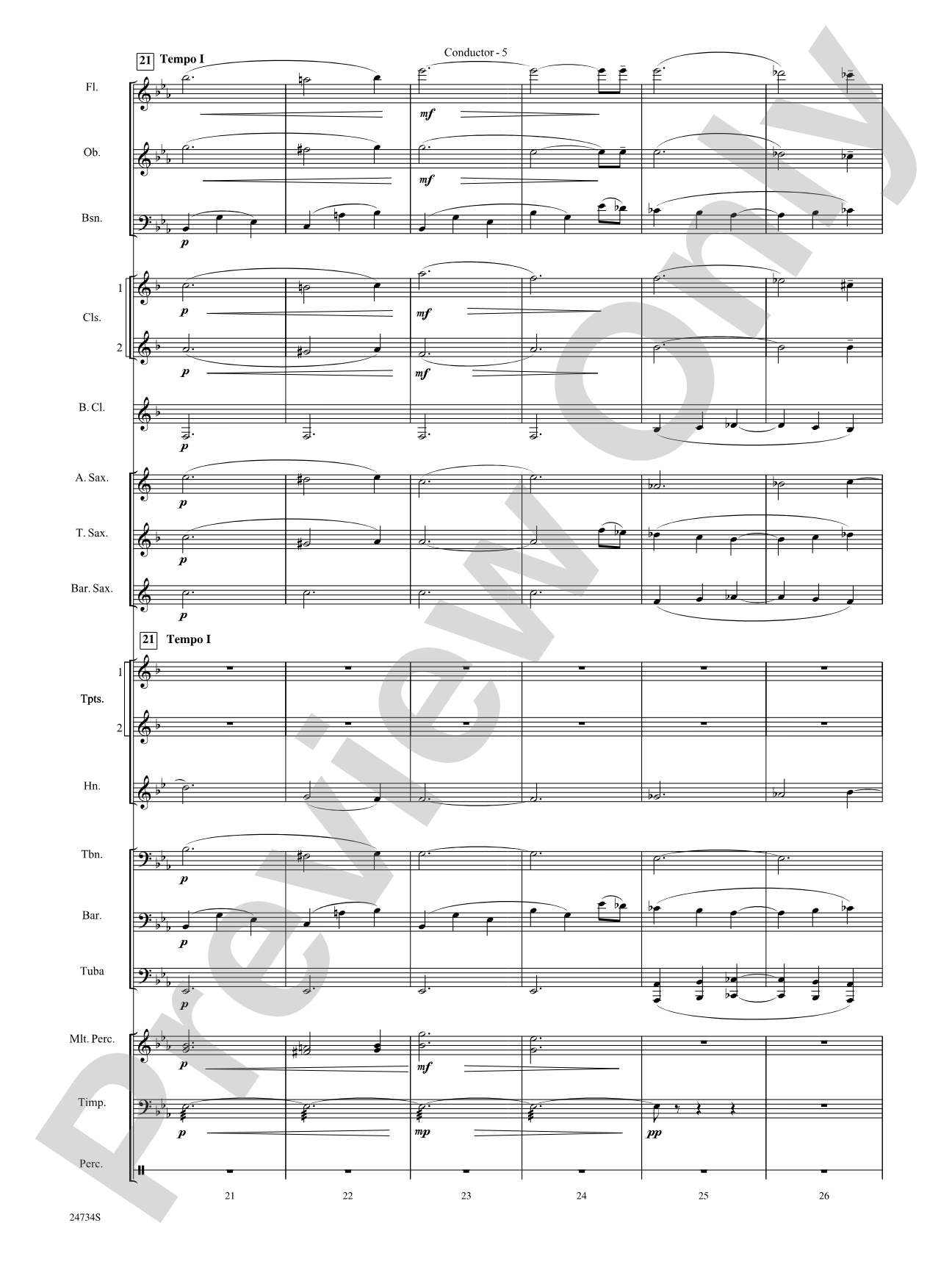 Nocturne (Opus 9, No. 2): Concert Band Conductor Score & Parts