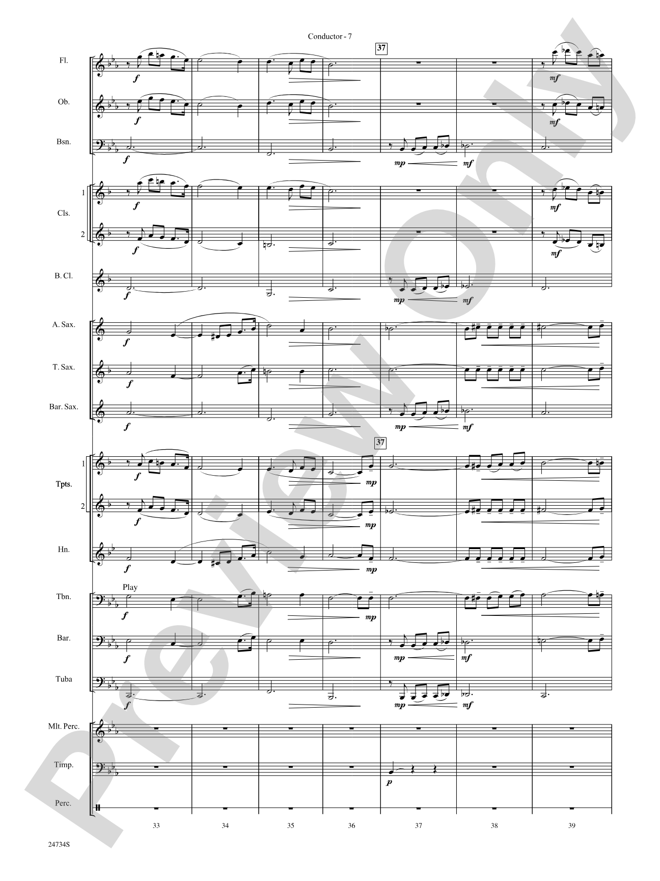 Nocturne (Opus 9, No. 2): Concert Band Conductor Score & Parts