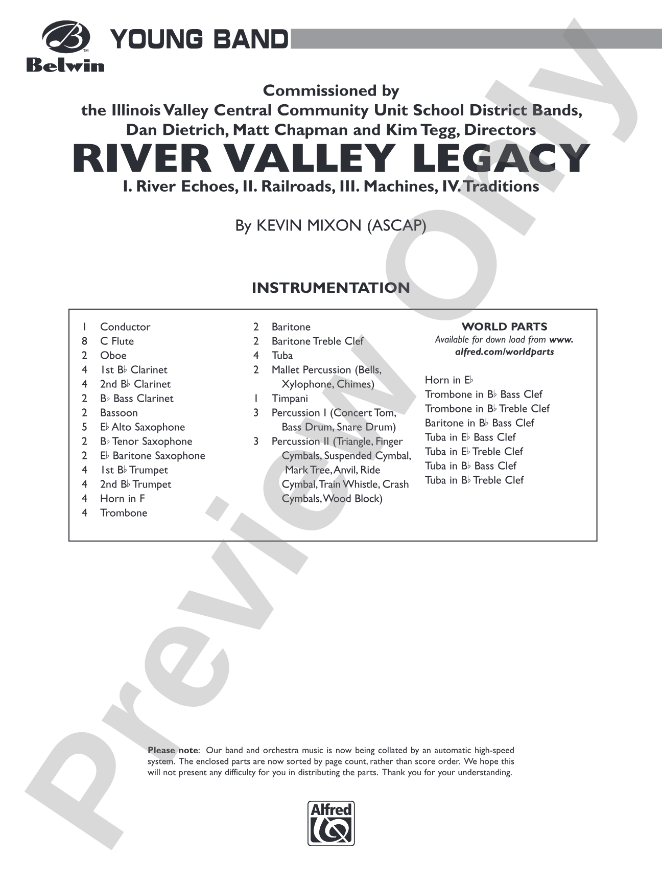 River Valley Legacy (I. River Echoes, II. Railroads, III. Machines, IV. Traditions): Concert Band Conductor Score & Parts