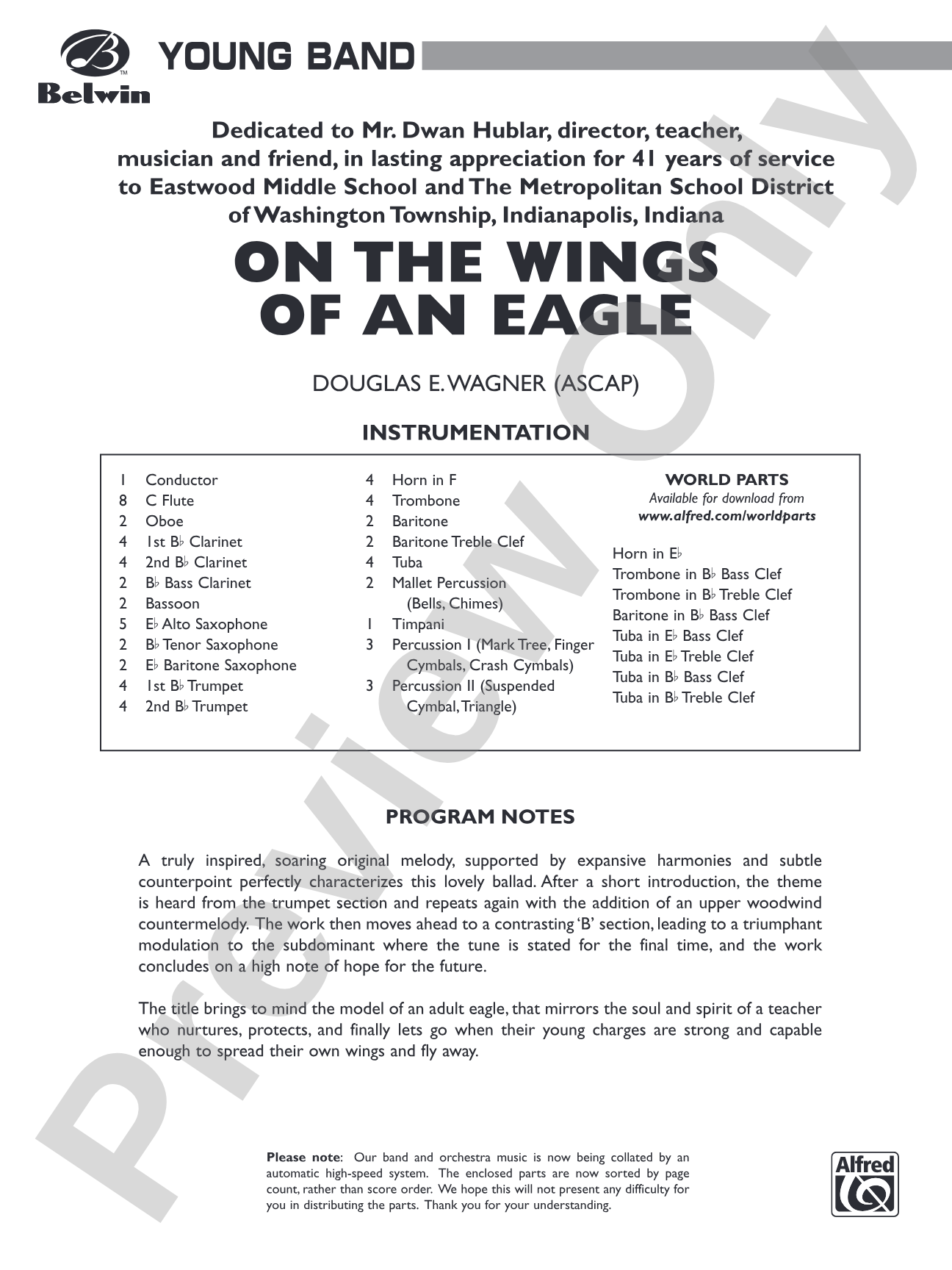 On the Wings of an Eagle: Concert Band Conductor Score & Parts