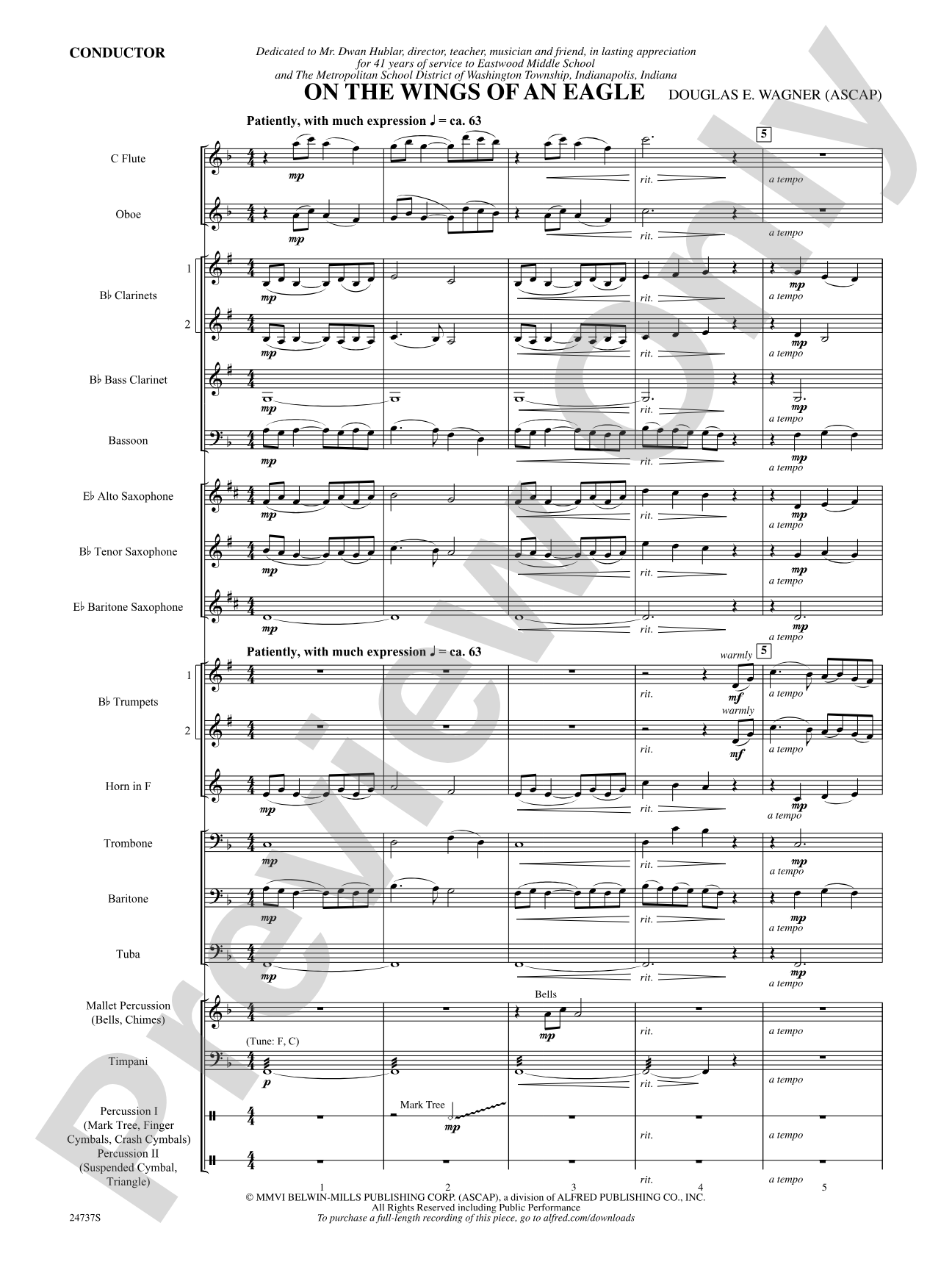 On the Wings of an Eagle: Concert Band Conductor Score & Parts