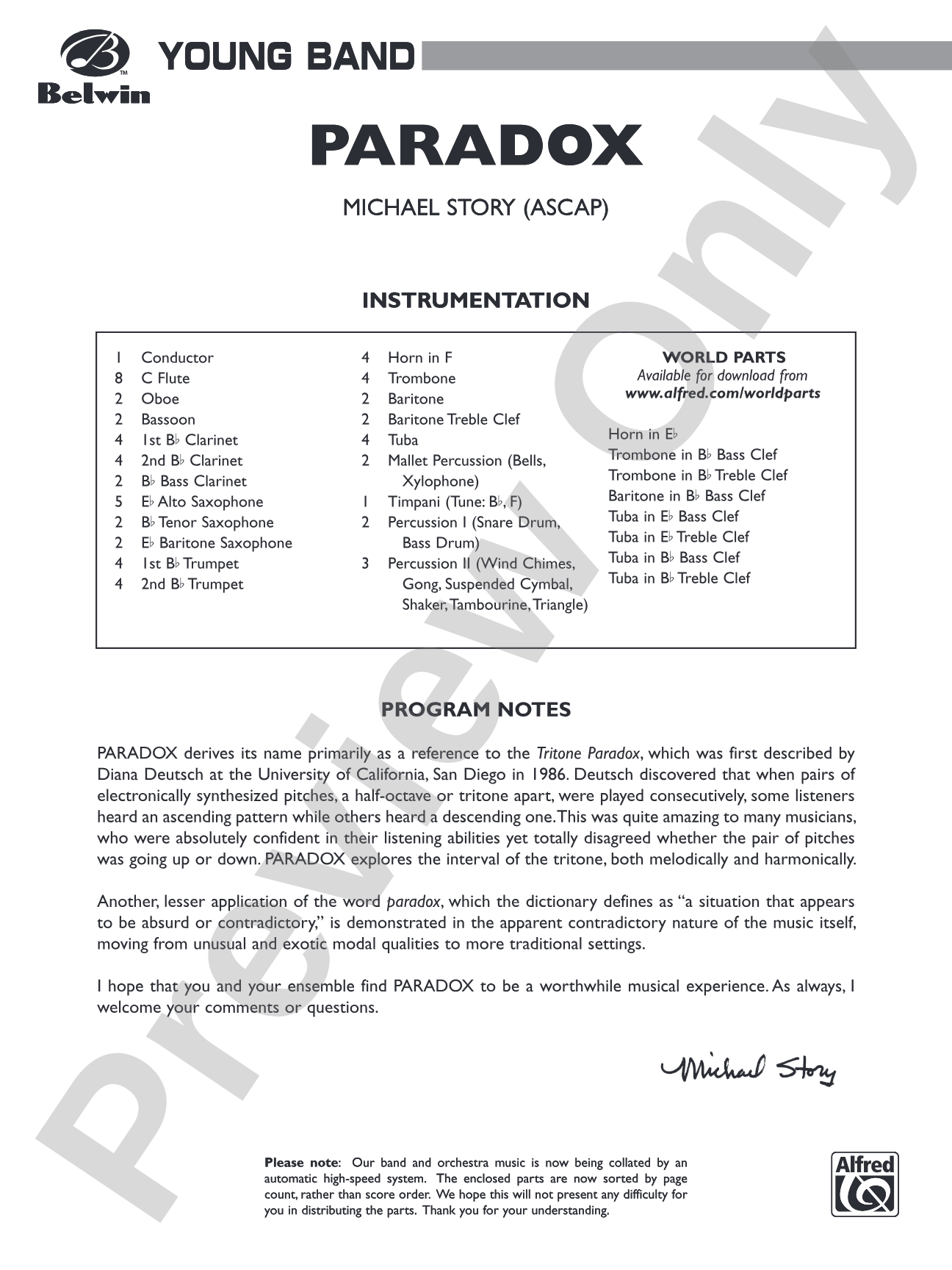 Paradox: Concert Band Conductor Score & Parts